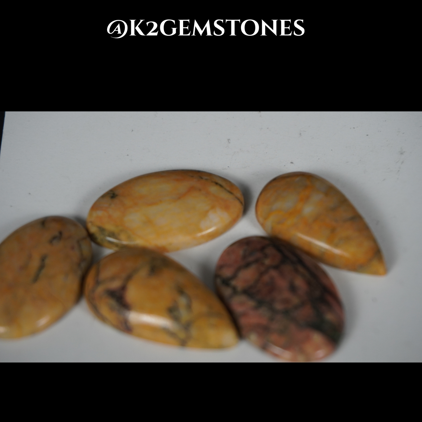 Yellow feather jasper cabochons