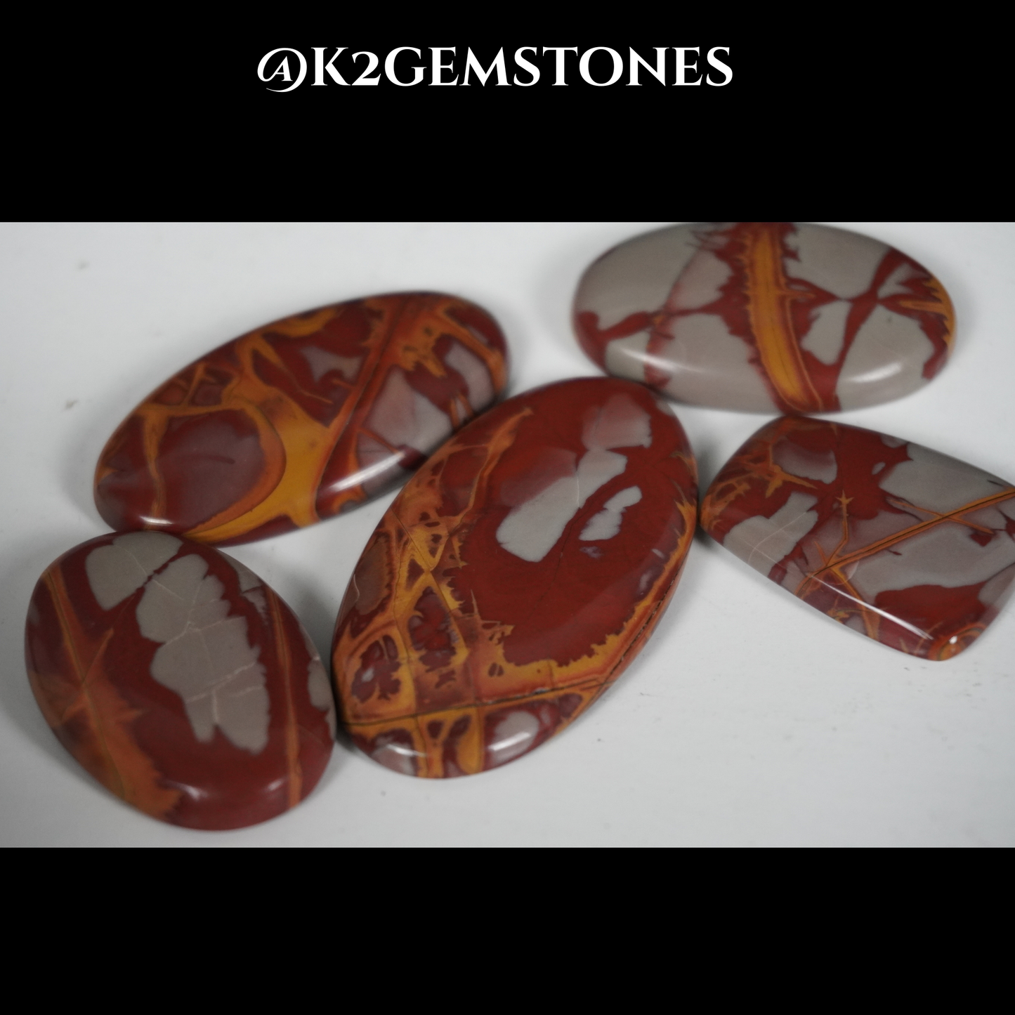 Noreena Jasper Cabochons – 5 Pieces | Natural Australian Jasper | 25–46mm | Hand Polished by k2gemstones