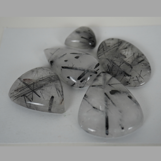 Black Tourmaline Rutile Quartz cabochons