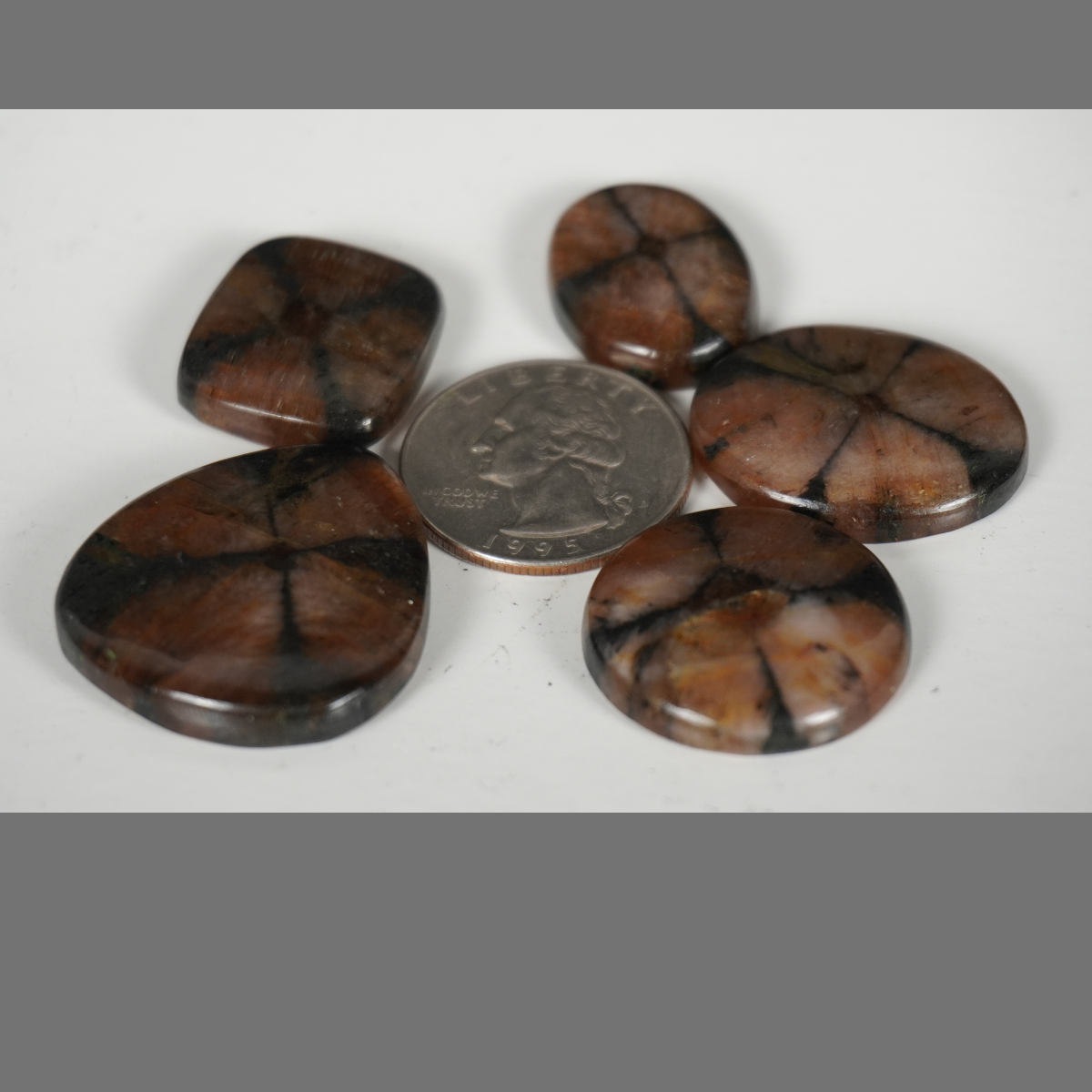 Chiastolite cabochons
