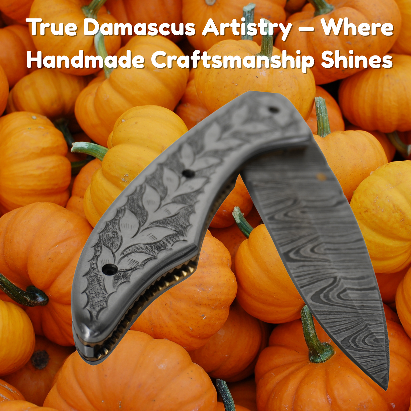 handmade damascus folding knife
