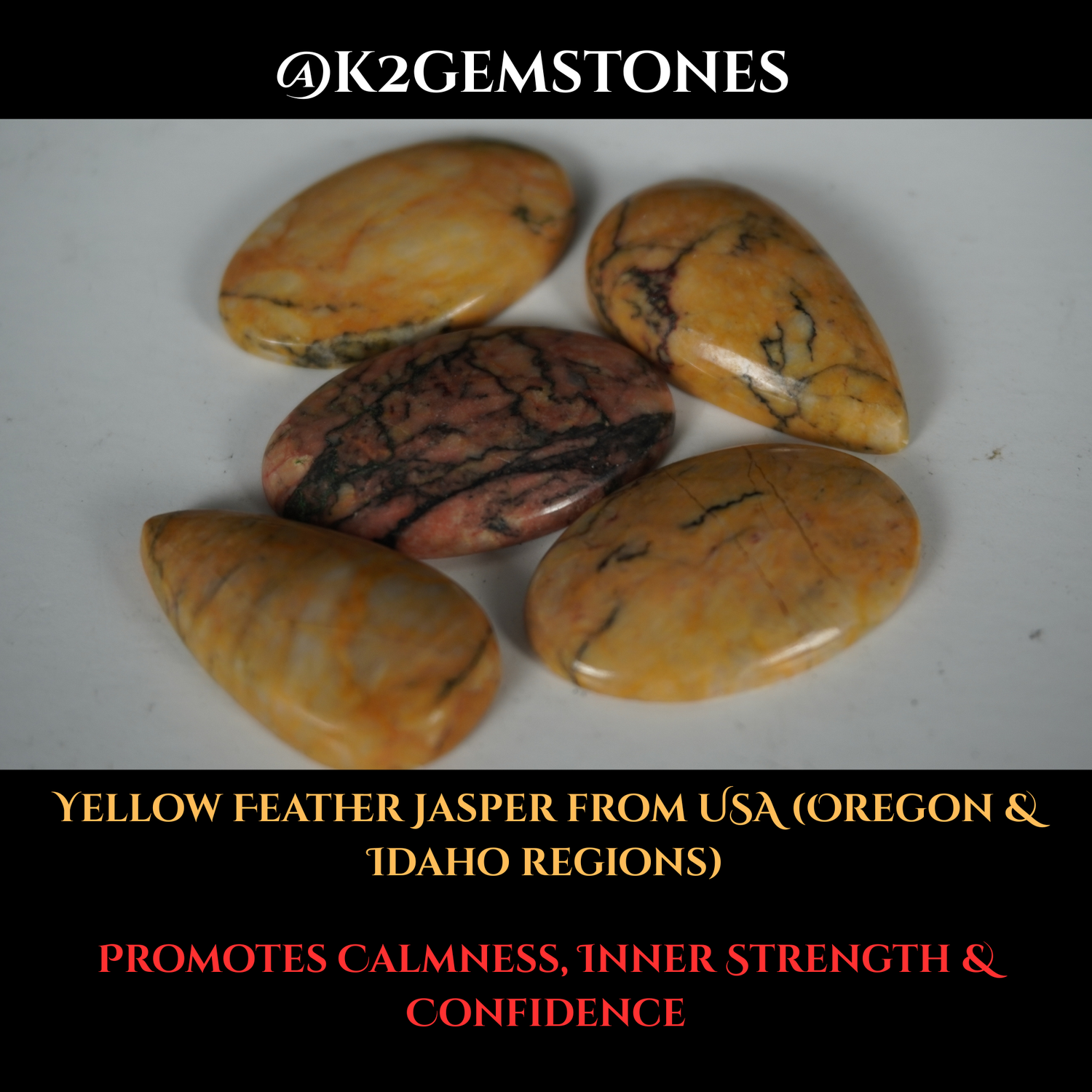 Yellow feather jasper cabochons