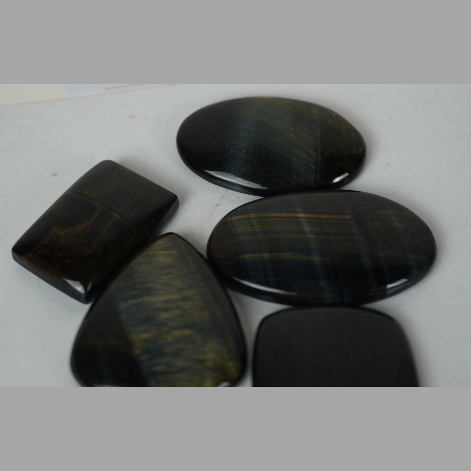 Hawk’s Eye cabochons natural gemstone set