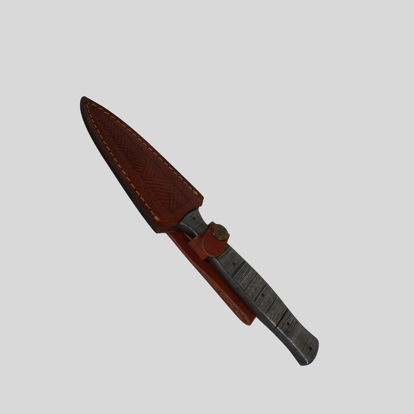 Handmade Damascus Steel Full Tang Fixed Blade Knife | Damascus Handle | 512-Layer Twist Pattern | Leather Sheath