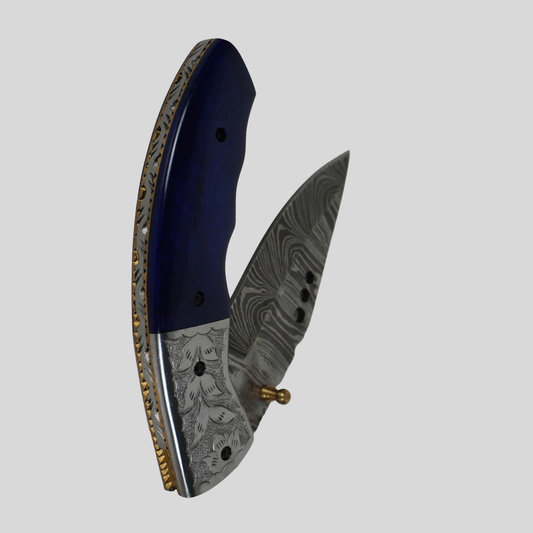 handmade damascus folding knife