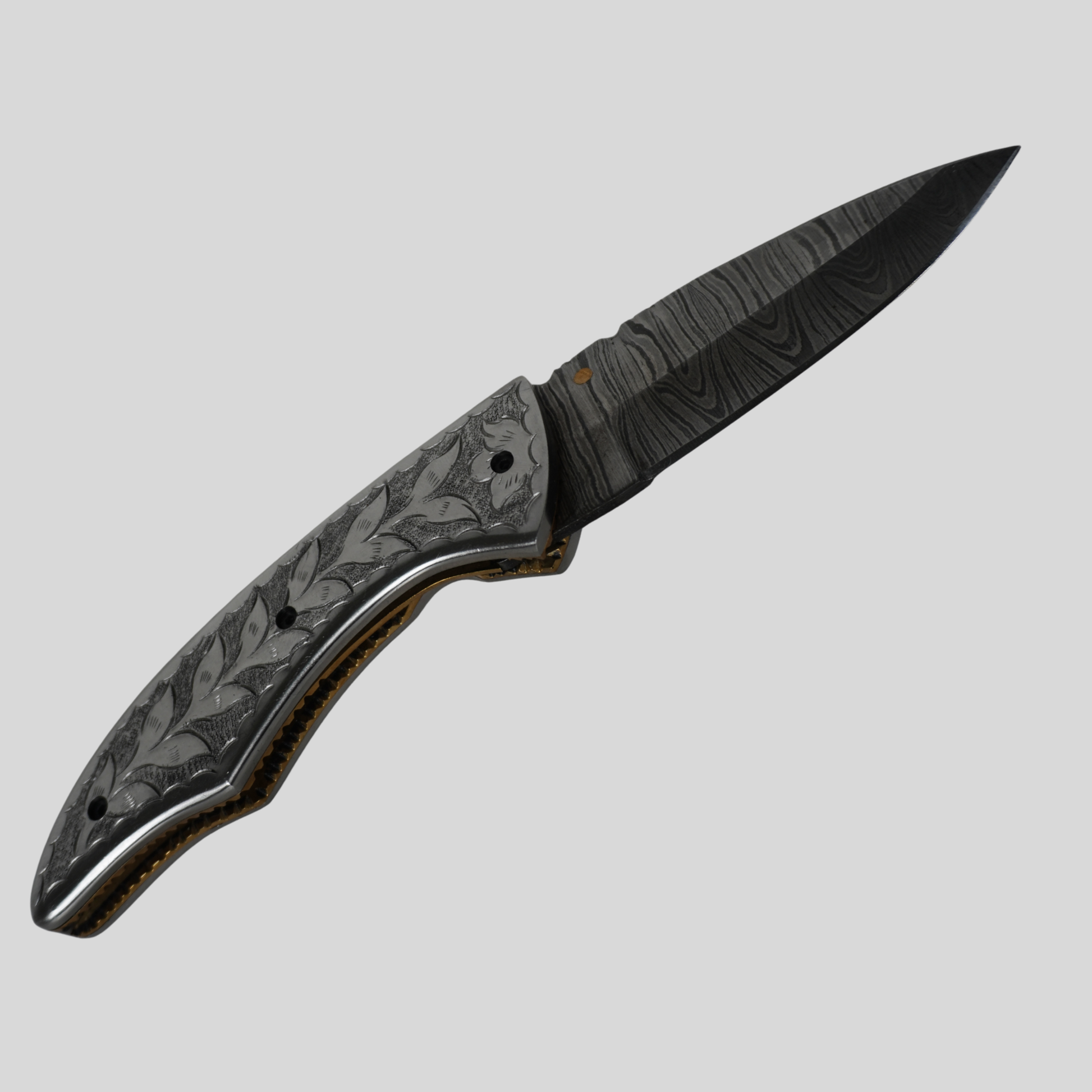 handmade damascus folding knife