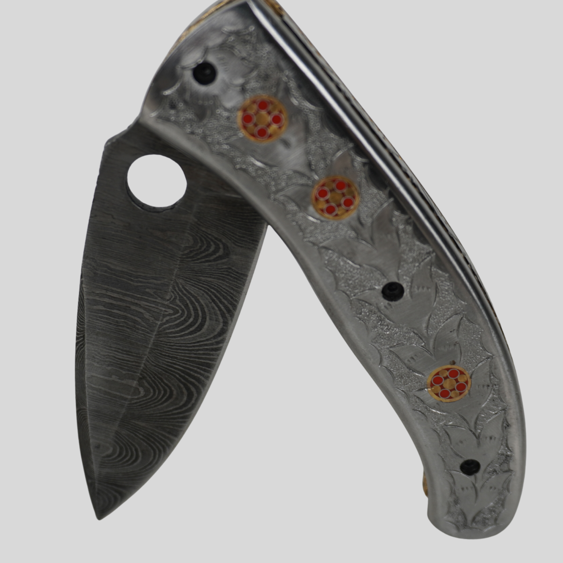 handmade damascus folding knife