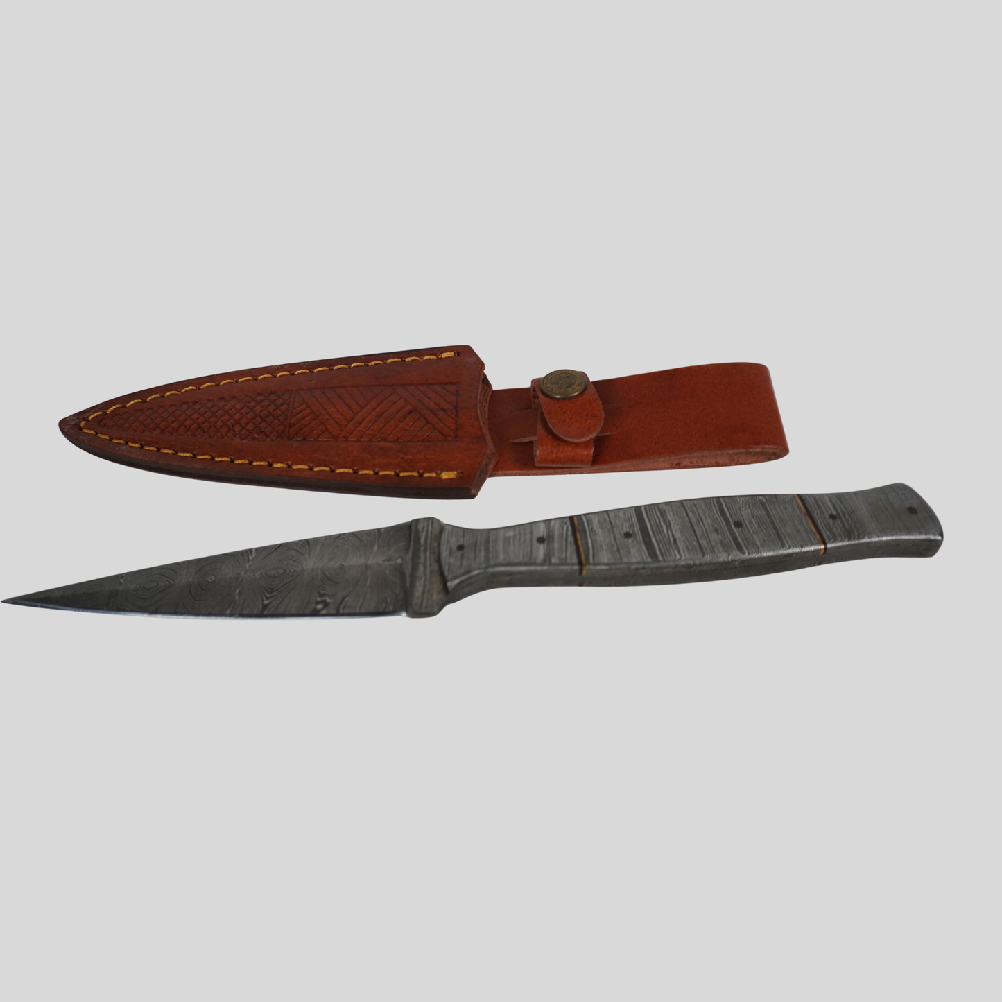 Handmade Damascus Steel Full Tang Fixed Blade Knife | Damascus Handle | 512-Layer Twist Pattern | Leather Sheath