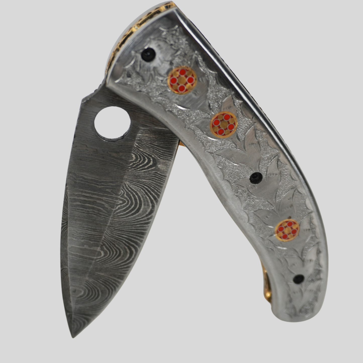 handmade damascus folding knife