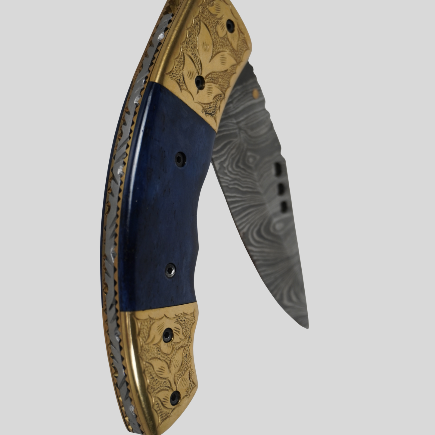 Handmade Damascus Steel Folding Knife | 4.5” Blade | 512-Layer Twist Pattern | Stone Handle | Leather Sheath | k2gemstones