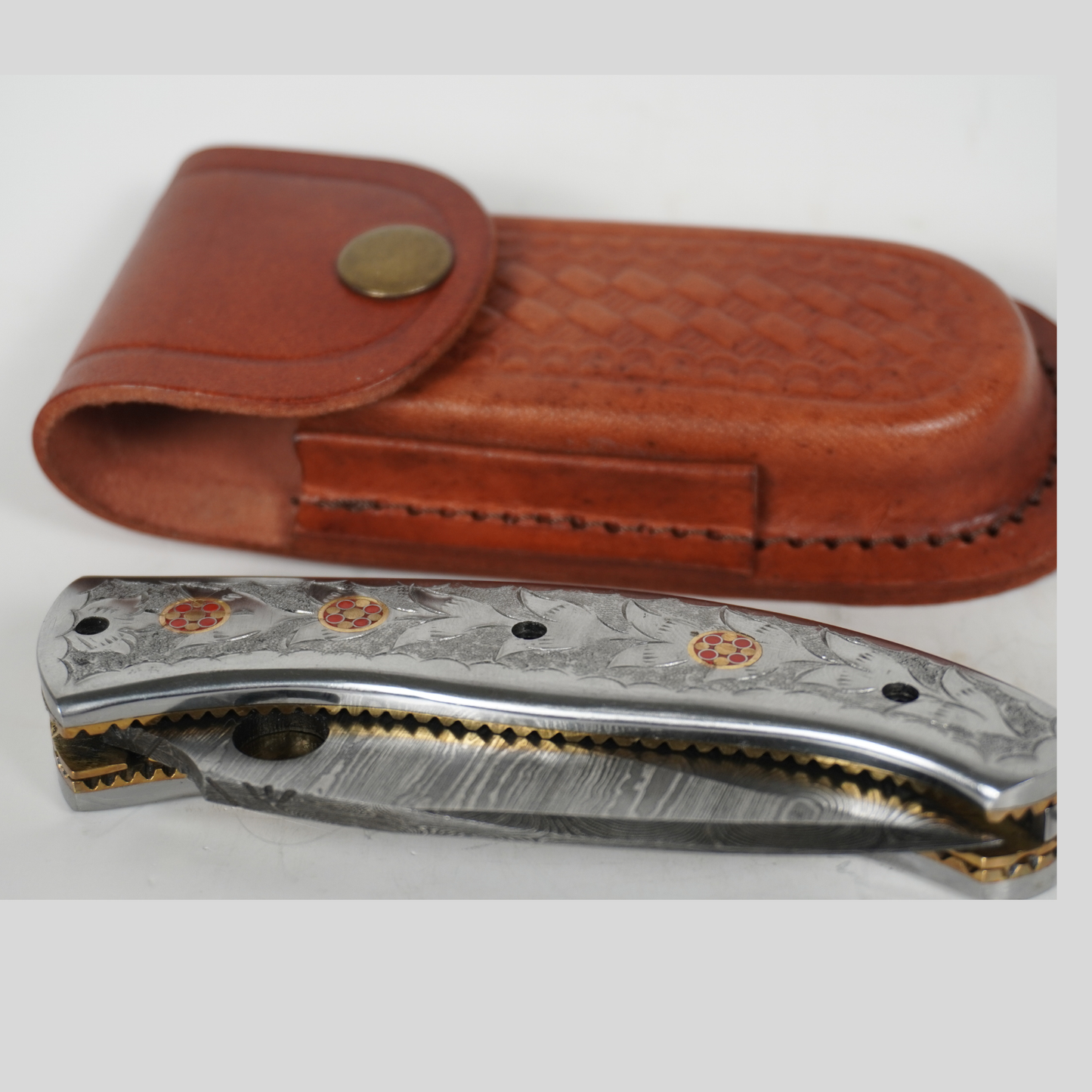 handmade damascus folding knife