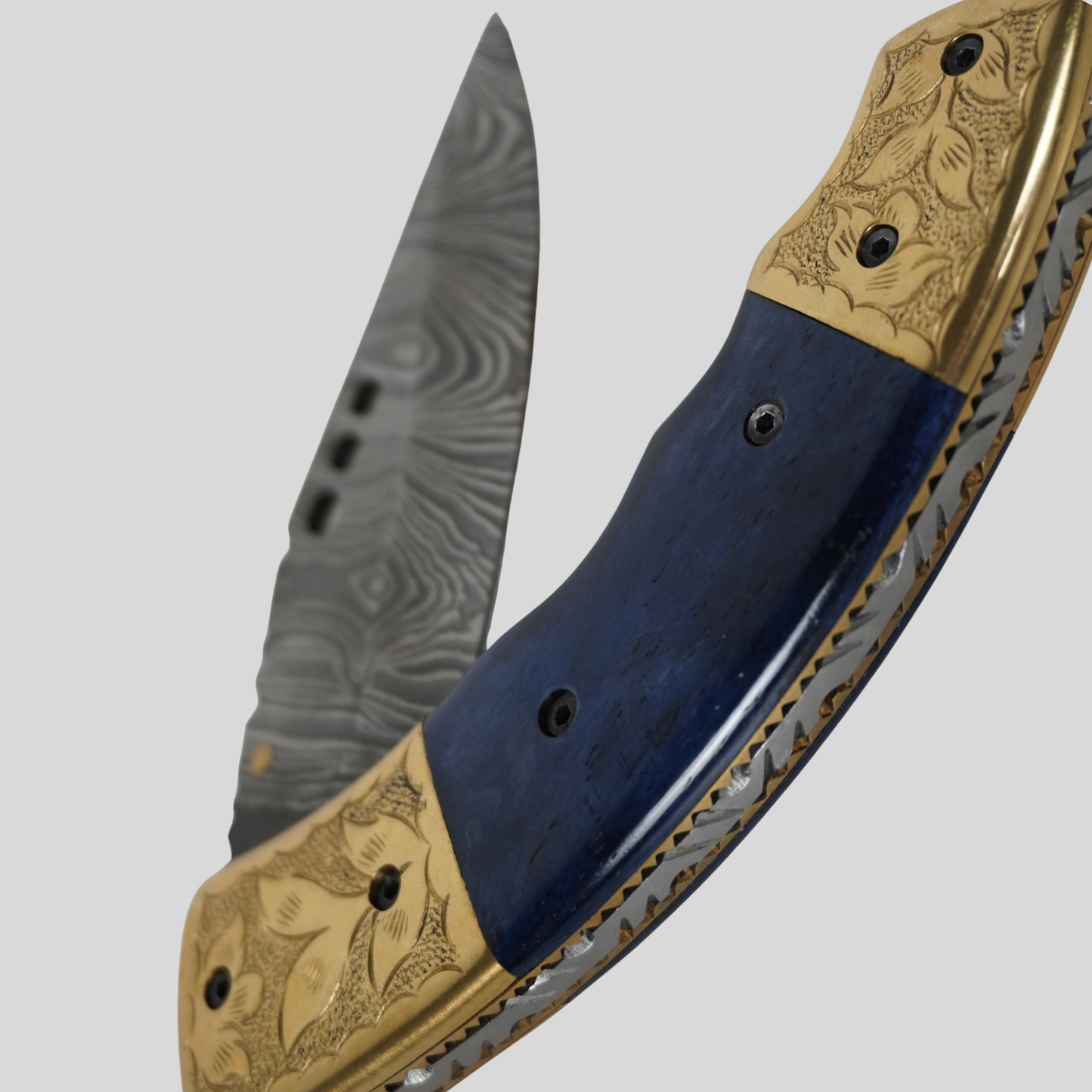 Handmade Damascus Steel Folding Knife | 4.5” Blade | 512-Layer Twist Pattern | Stone Handle | Leather Sheath | k2gemstones