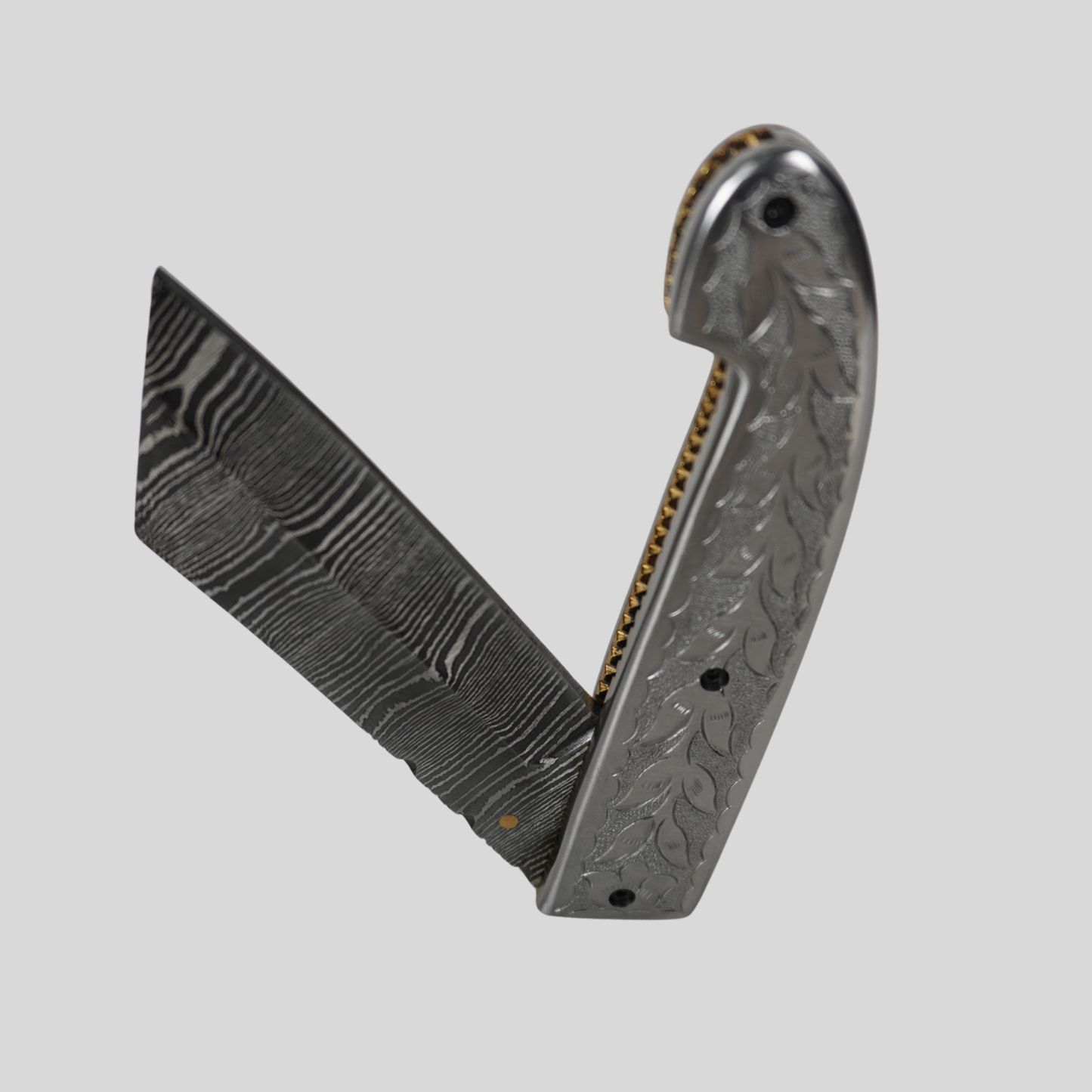 handmade damascus folding knife