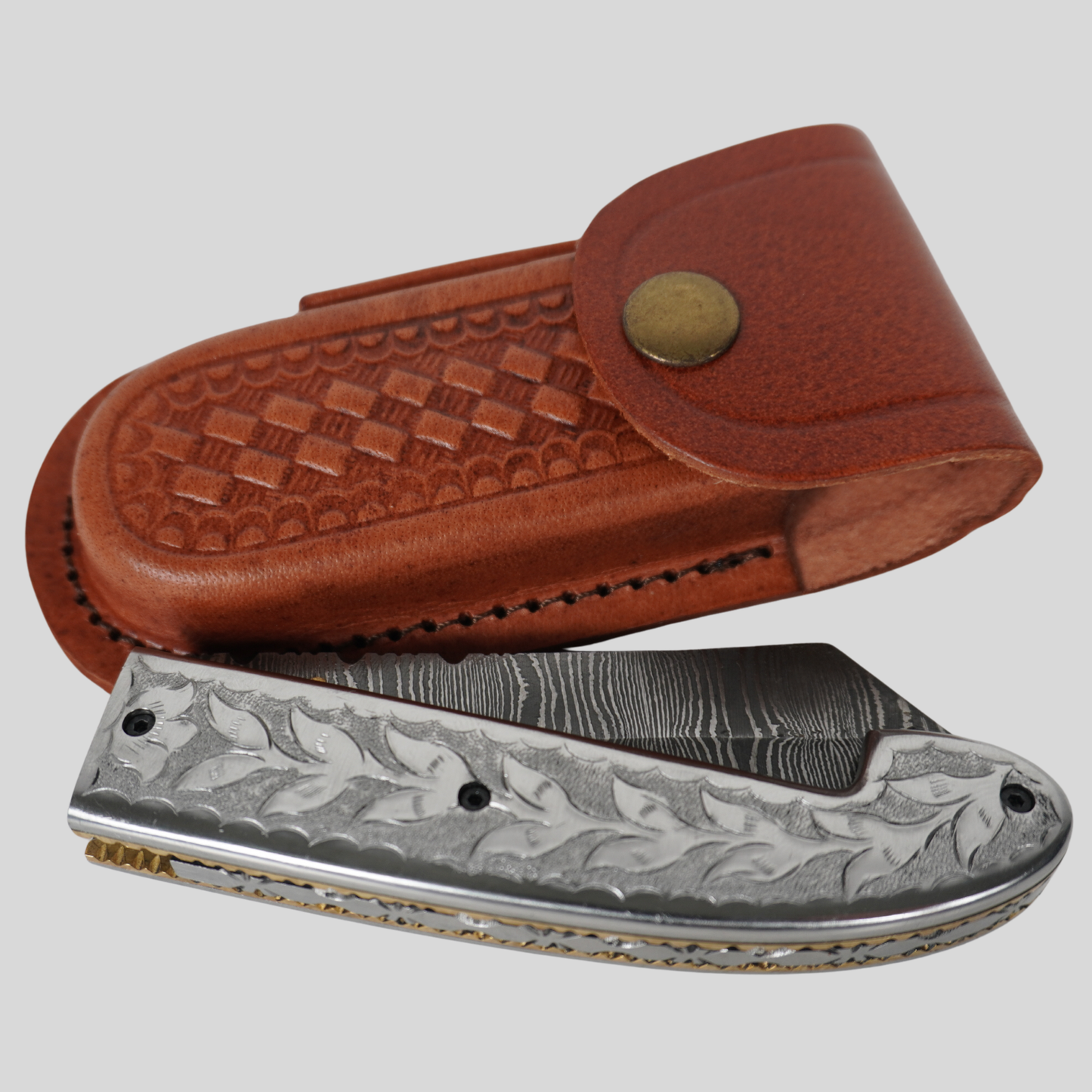 handmade damascus folding knife