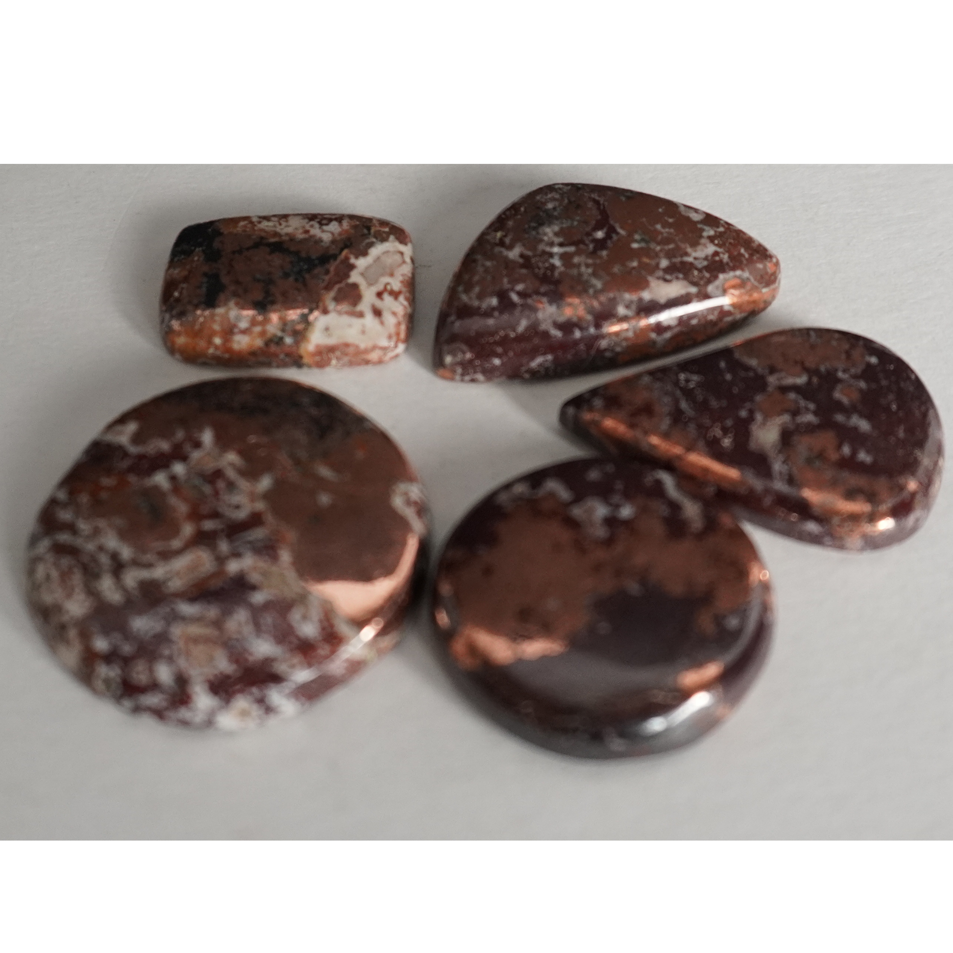 Caledonite cabochons