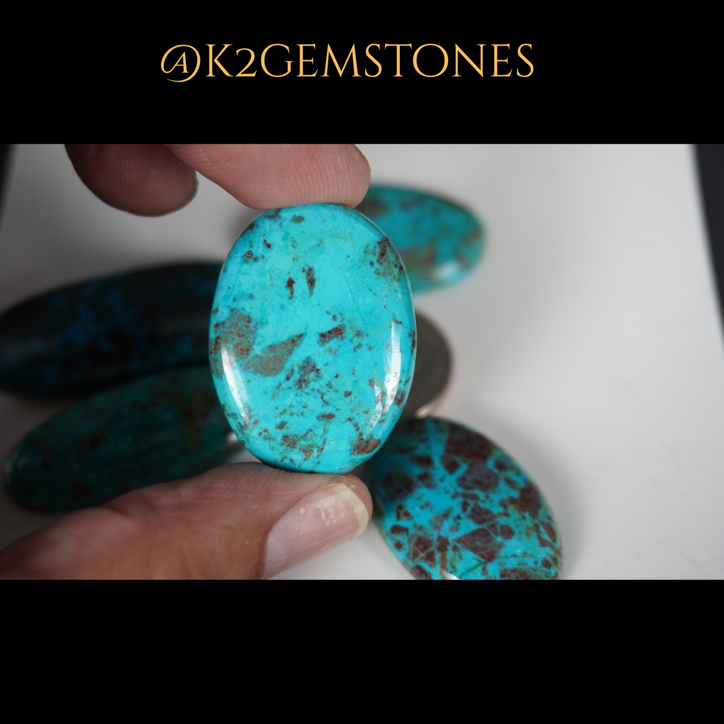 Chrysocolla Stones Cabochons – 5 Pieces | Mixed Free Sizes 30–45mm | Natural Blue-Green Gemstones | Hand-Selected & High Polish Finish | By k2gemstones