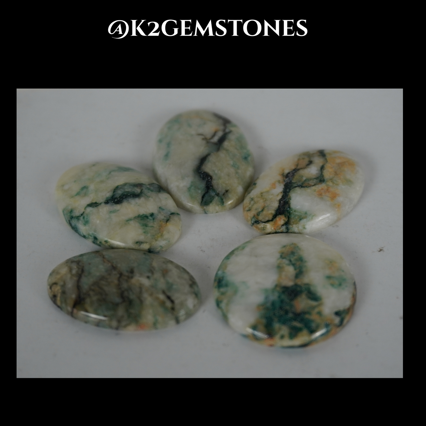 Mariposite cabochons