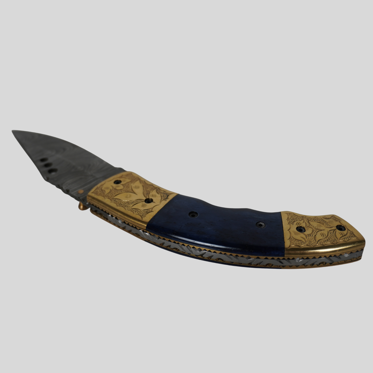 Handmade Damascus Steel Folding Knife | 4.5” Blade | 512-Layer Twist Pattern | Stone Handle | Leather Sheath | k2gemstones