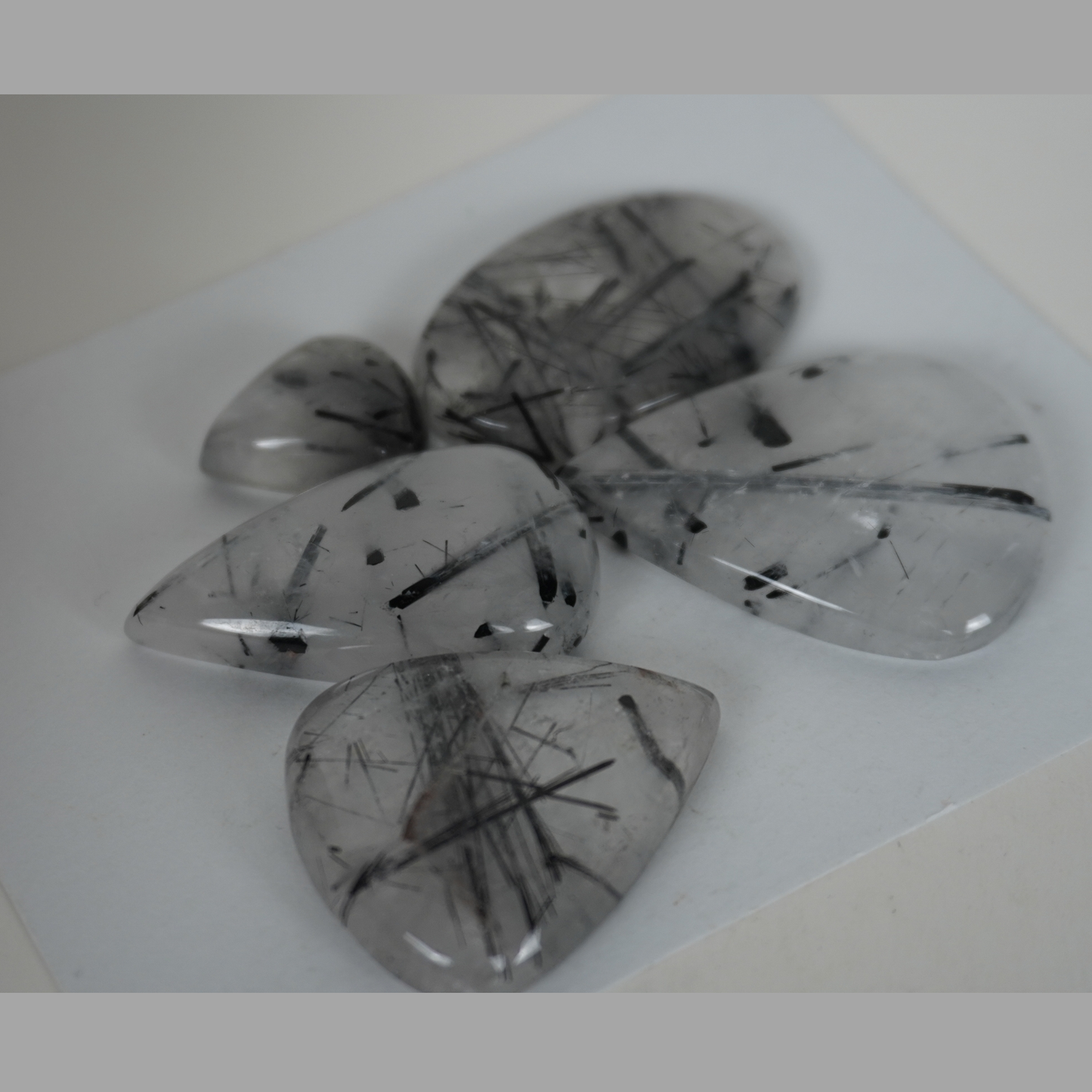 Black Tourmaline Rutile Quartz cabochons