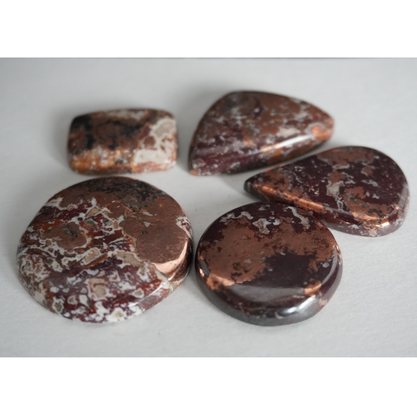 Caledonite cabochons