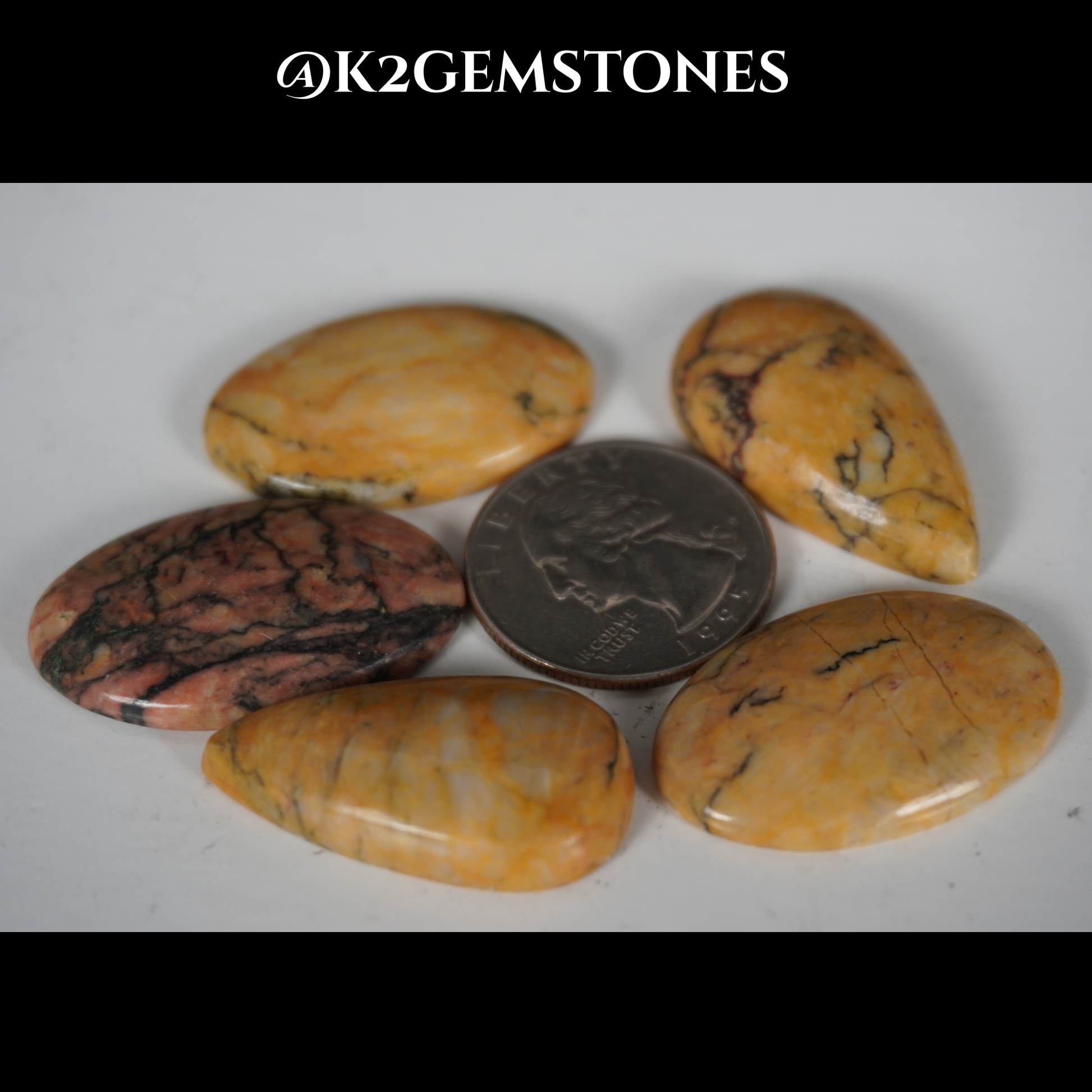 Yellow feather jasper cabochons