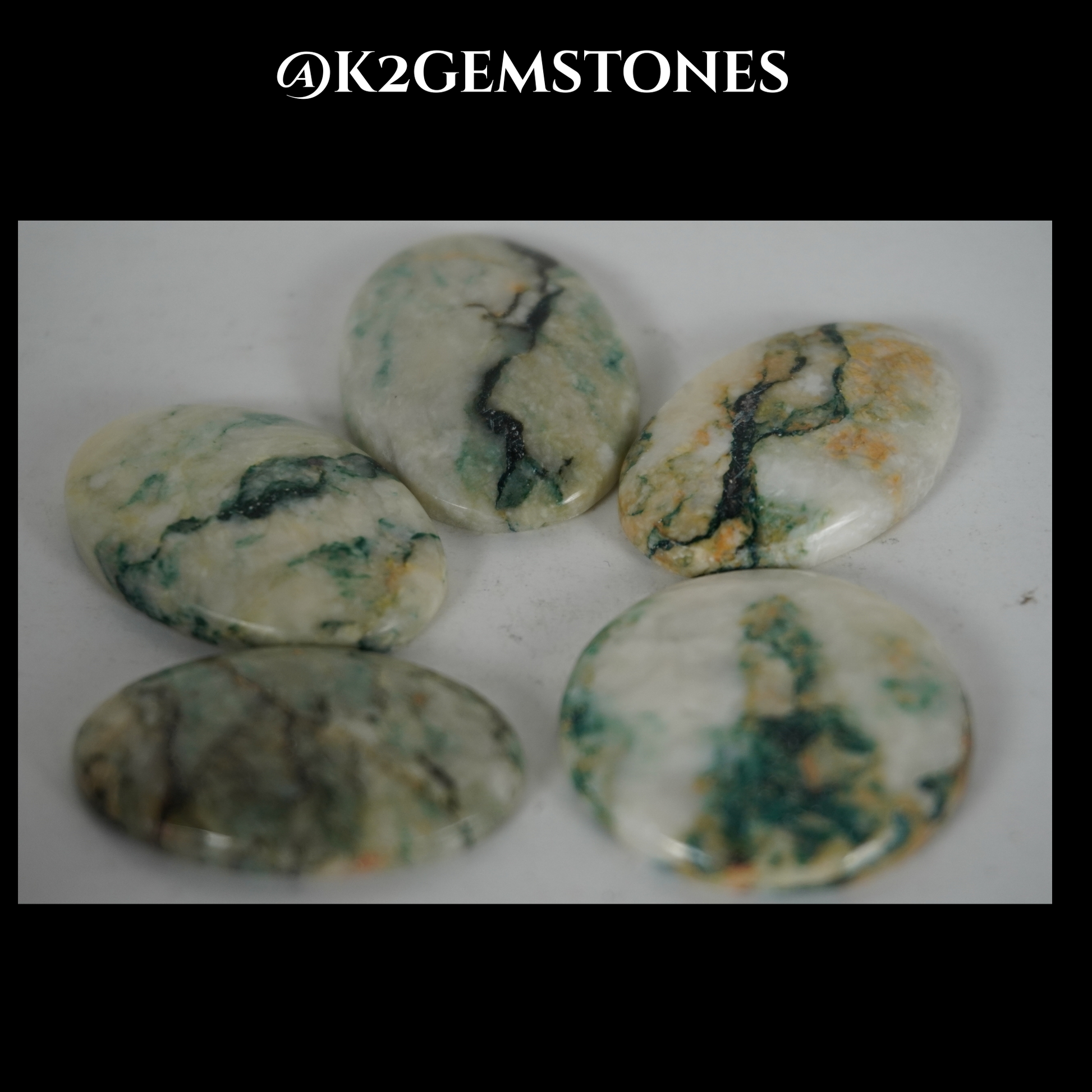 Mariposite cabochons