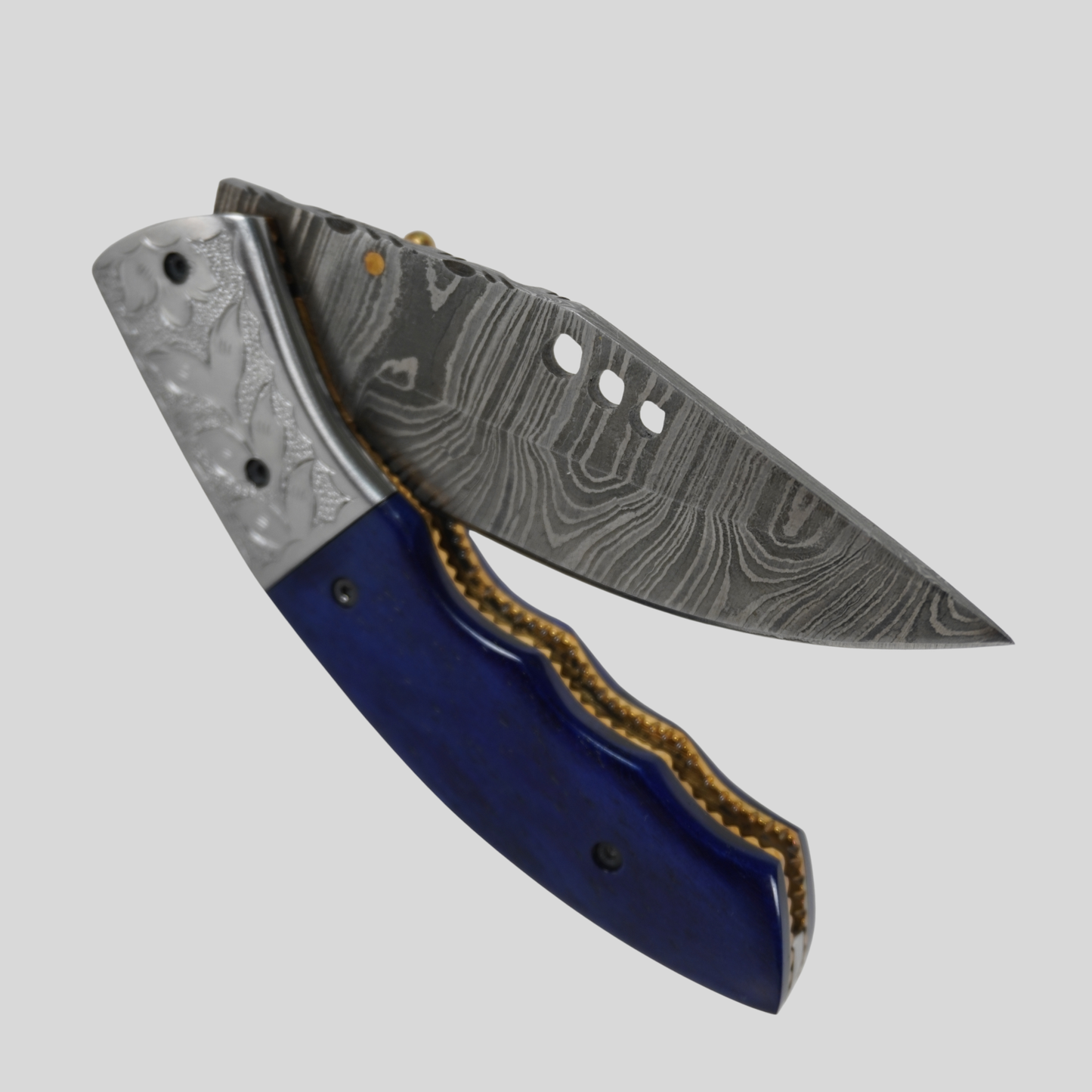 handmade damascus folding knife
