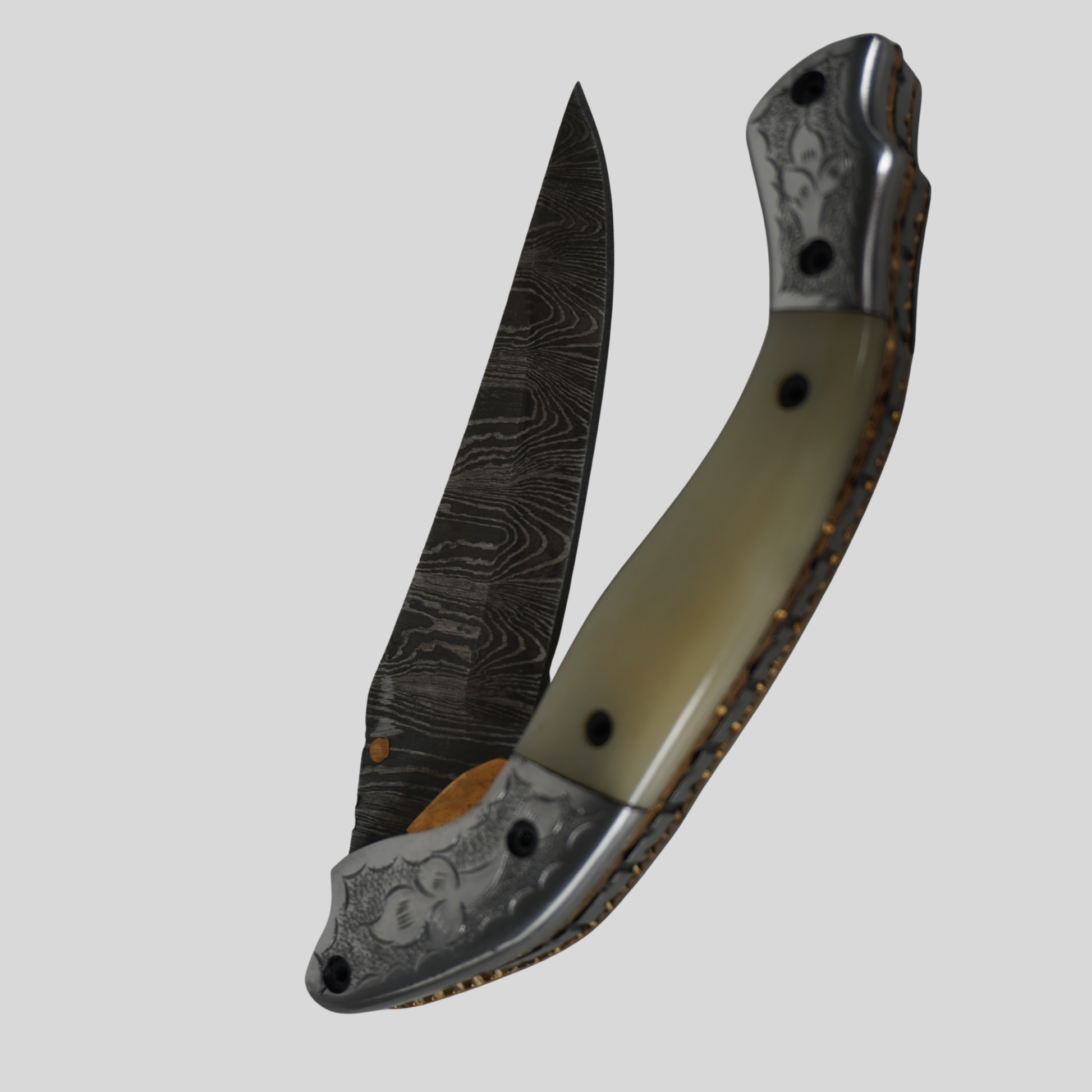 handmade damascus folding knife