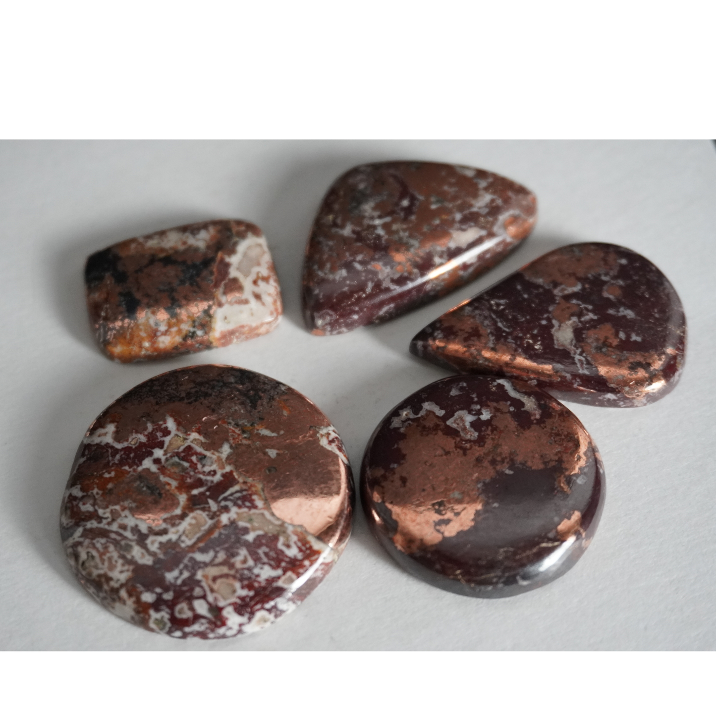 Caledonite cabochons