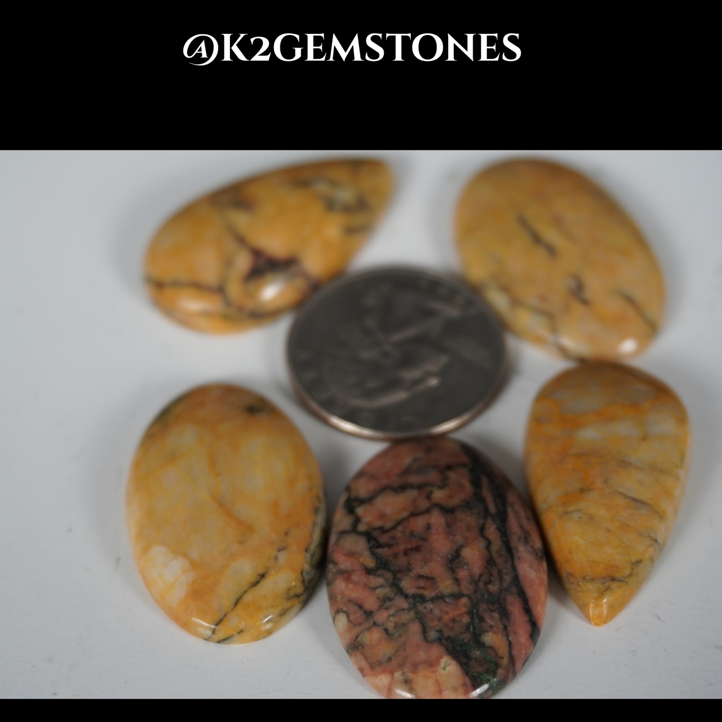 Yellow feather jasper cabochons