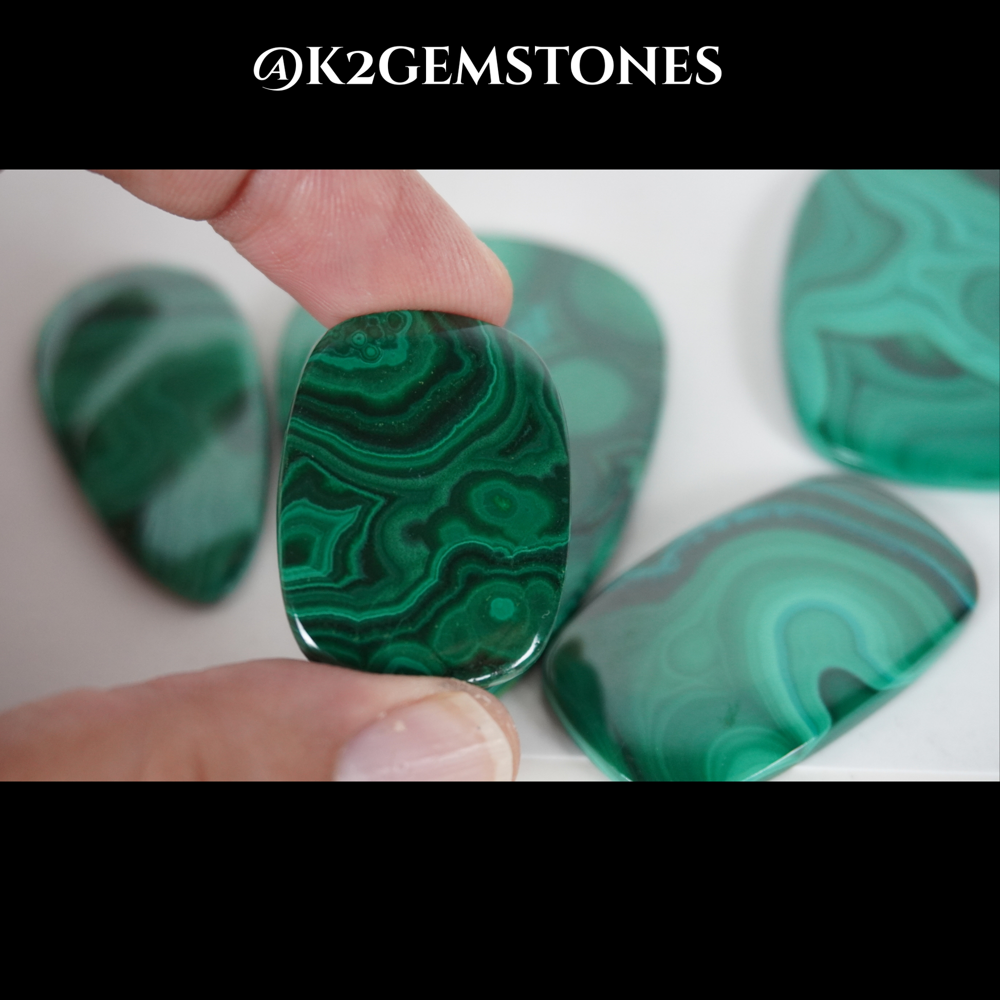 Malachite cabochons