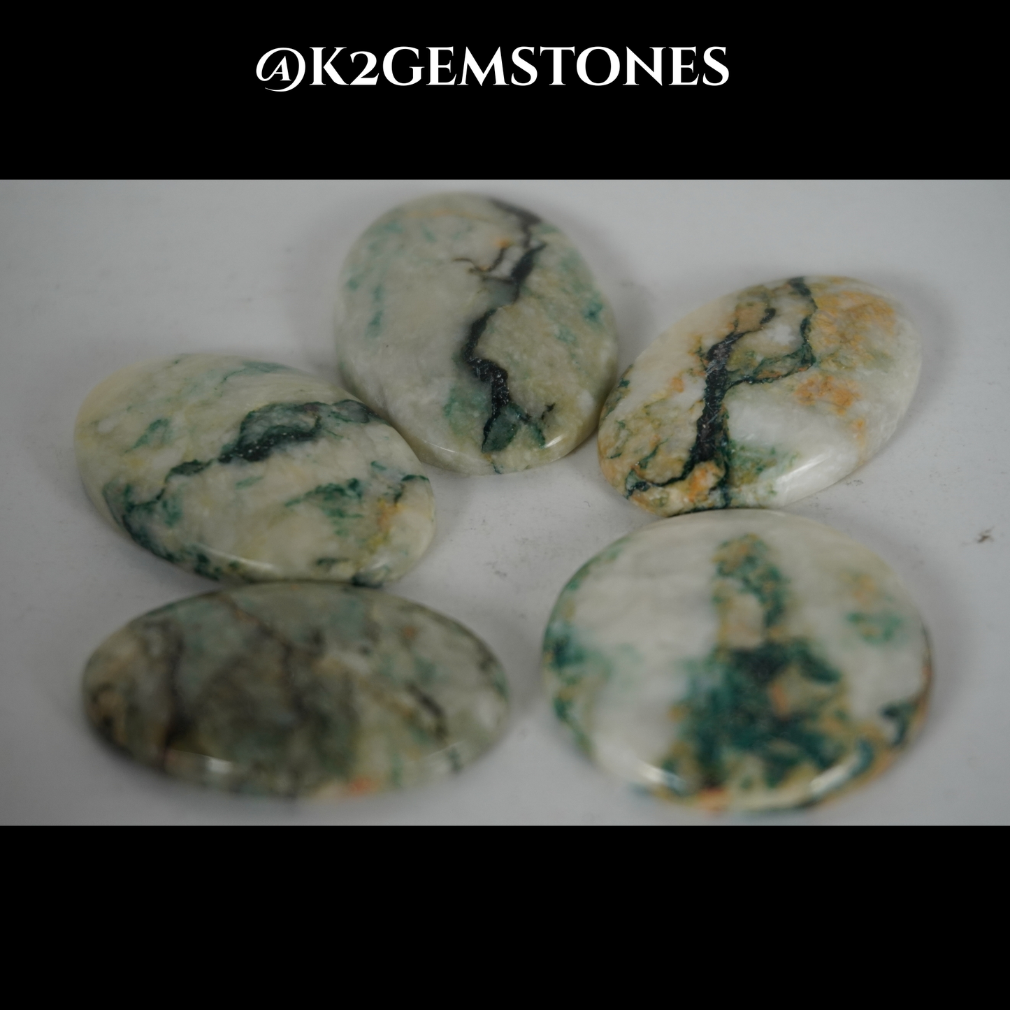 Mariposite cabochons