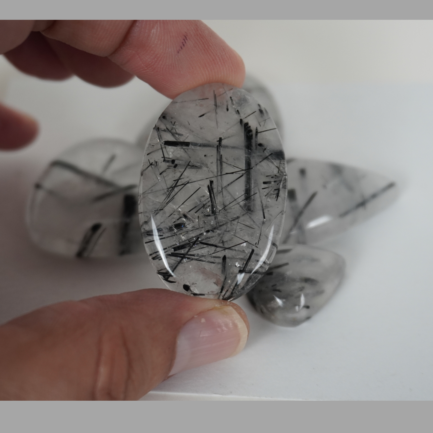 Black Tourmaline Rutile Quartz cabochons