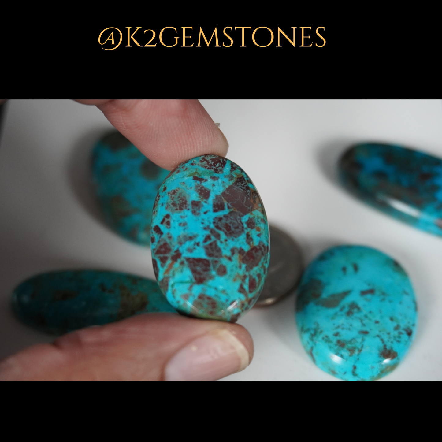 Chrysocolla Stones Cabochons – 5 Pieces | Mixed Free Sizes 30–45mm | Natural Blue-Green Gemstones | Hand-Selected & High Polish Finish | By k2gemstones