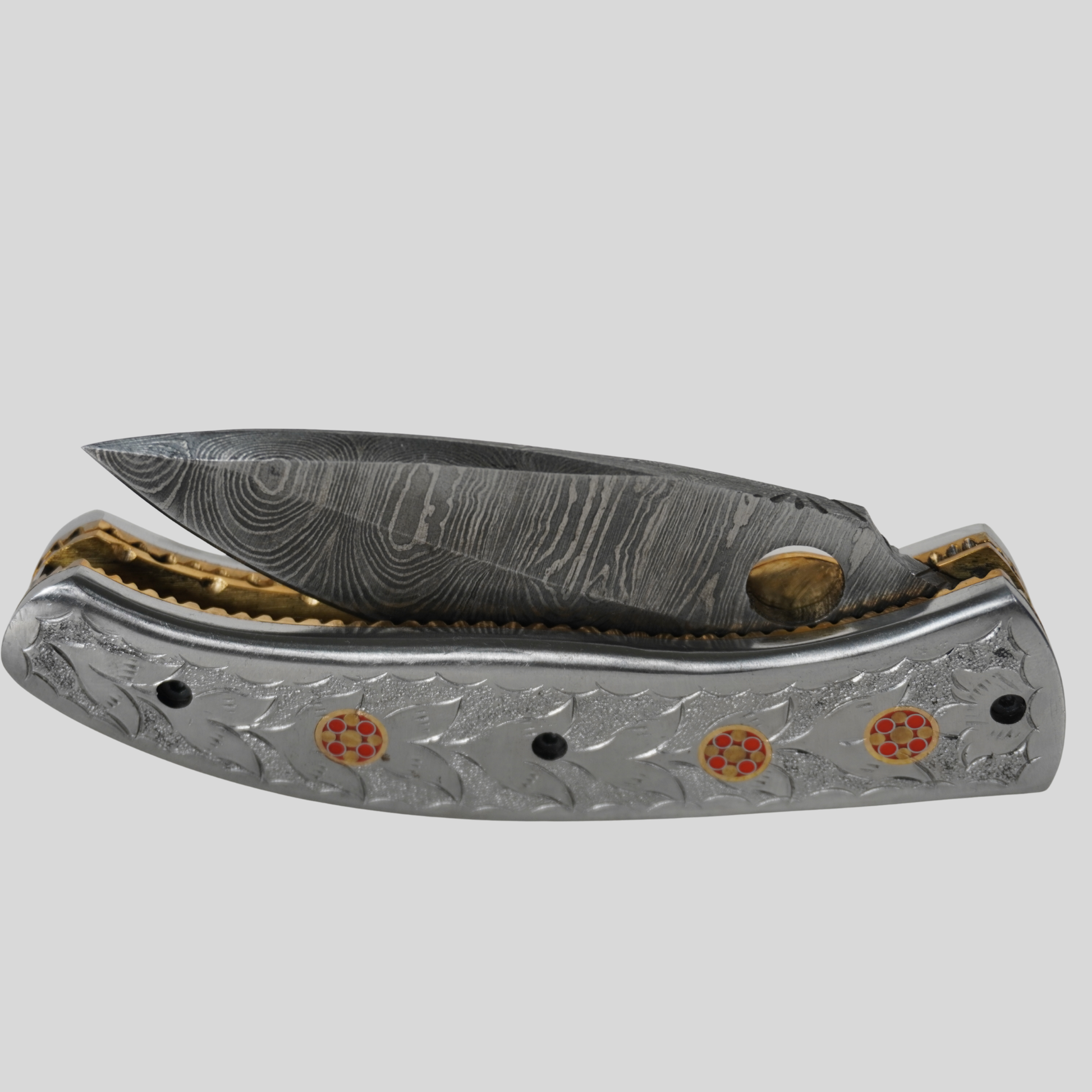 handmade damascus folding knife