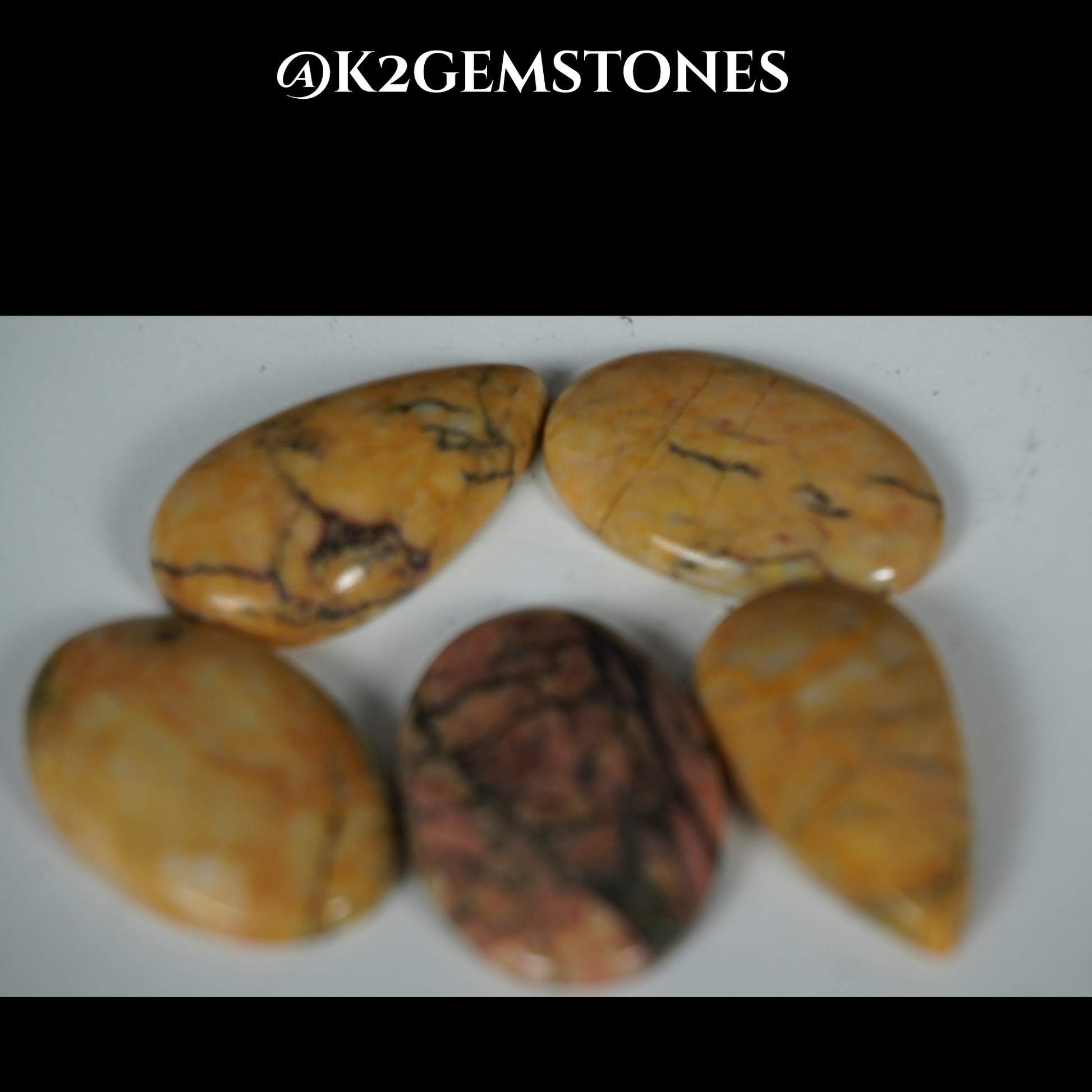 Yellow feather jasper cabochons