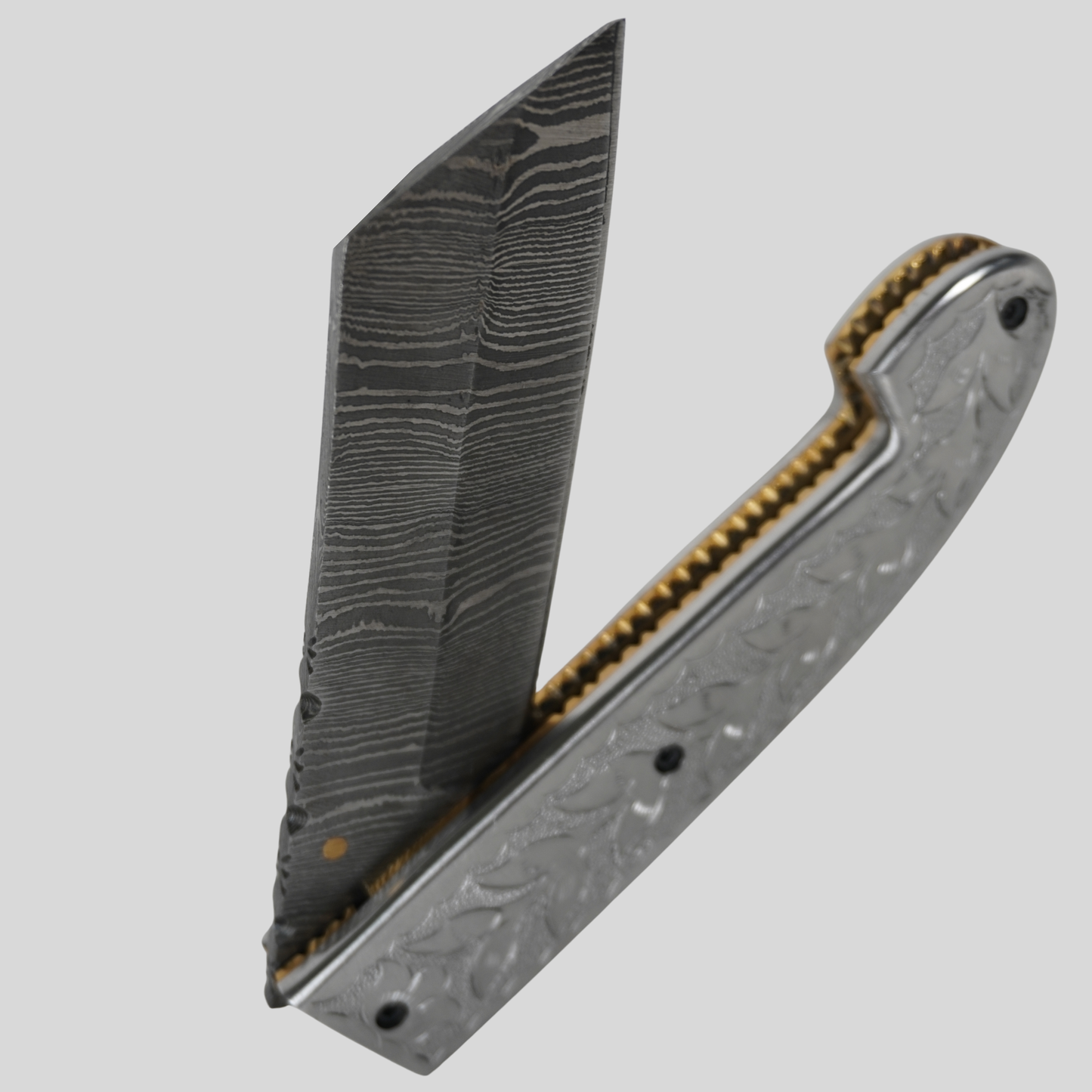 handmade damascus folding knife