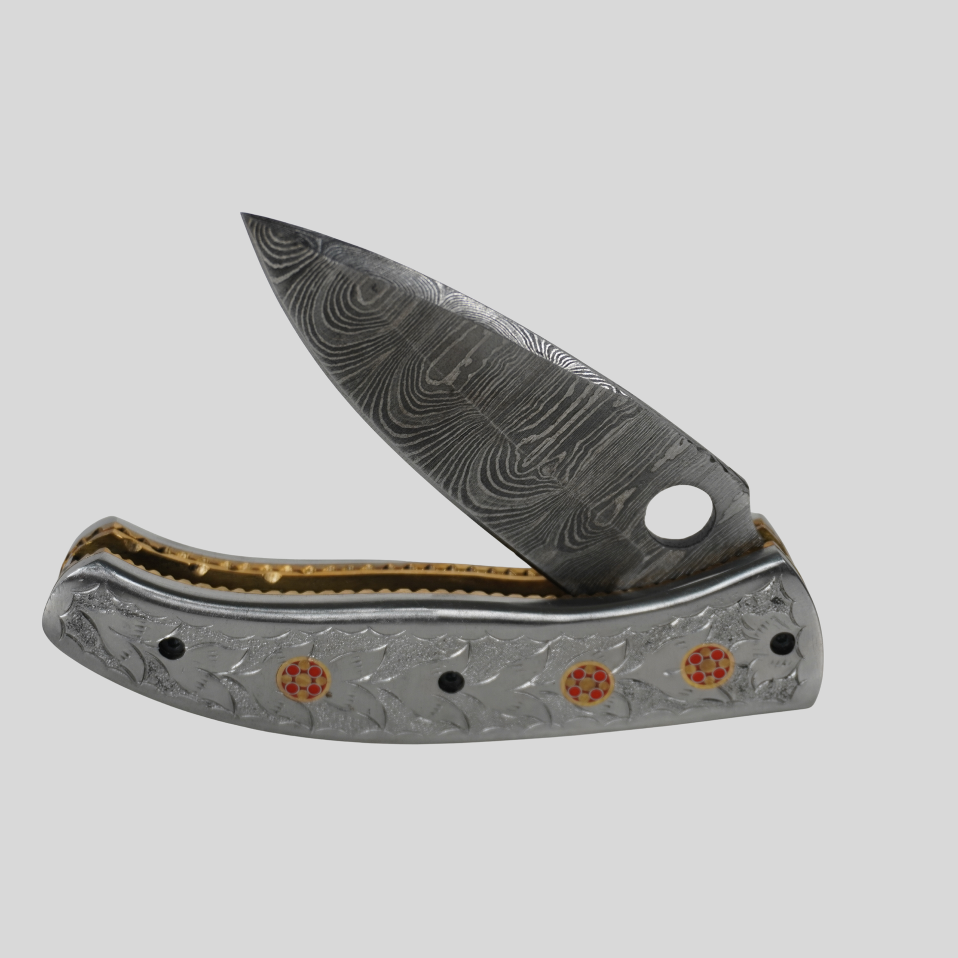 handmade damascus folding knife