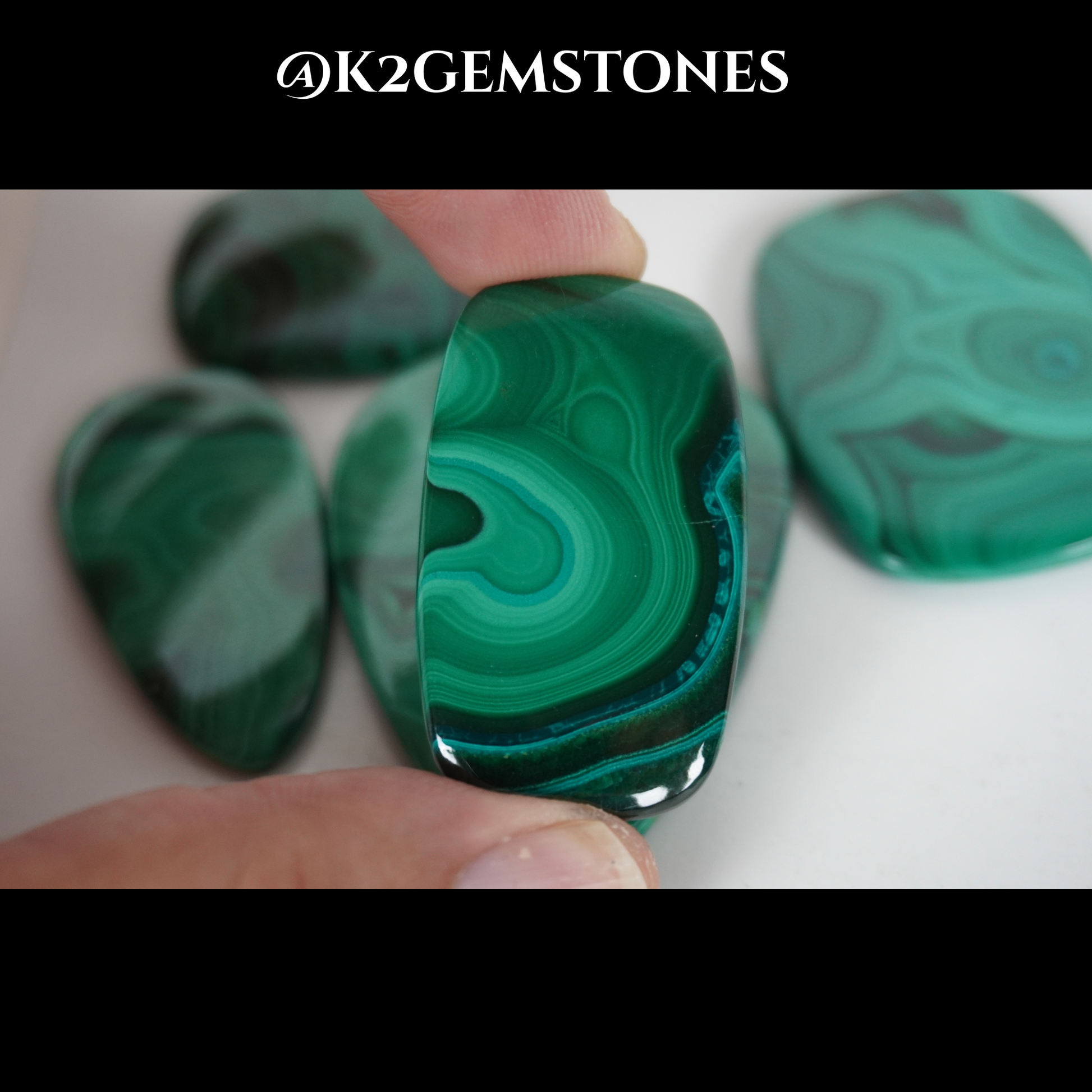Malachite cabochons