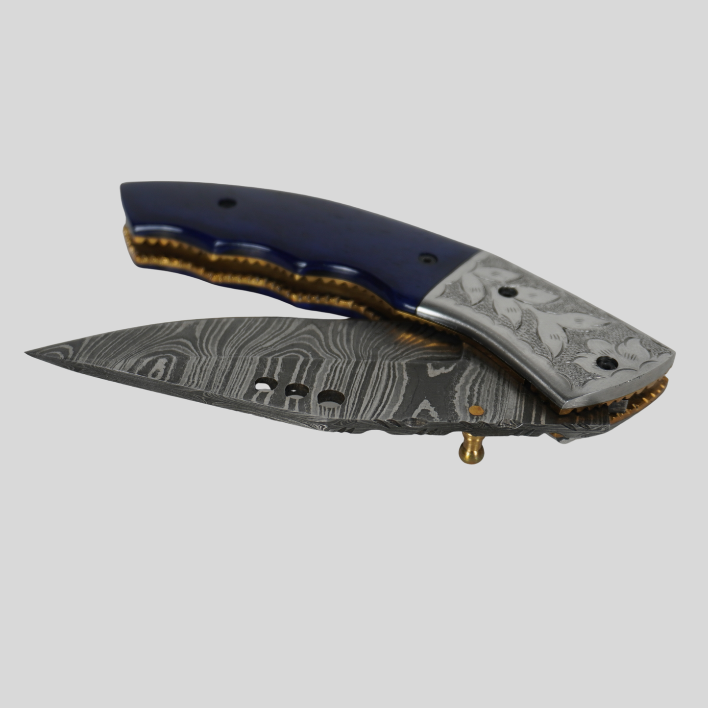 handmade damascus folding knife