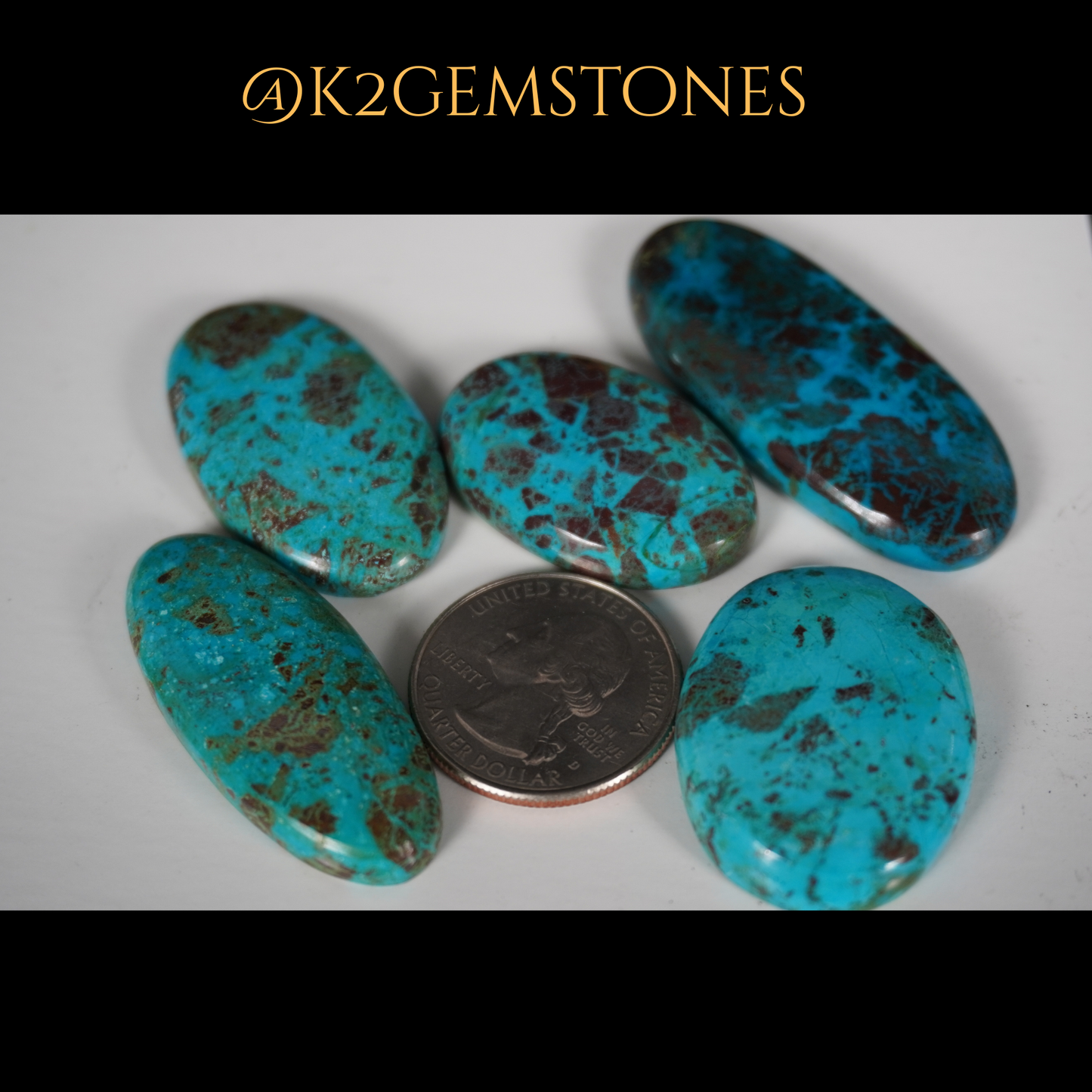 Chrysocolla Stones Cabochons – 5 Pieces | Mixed Free Sizes 30–45mm | Natural Blue-Green Gemstones | Hand-Selected & High Polish Finish | By k2gemstones