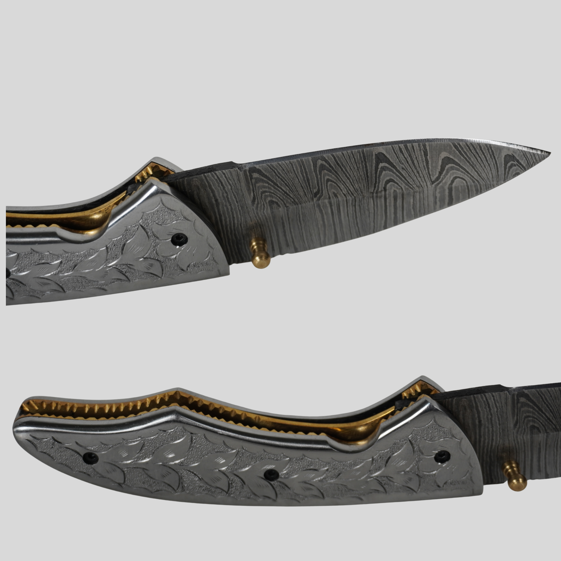 handmade damascus folding knife