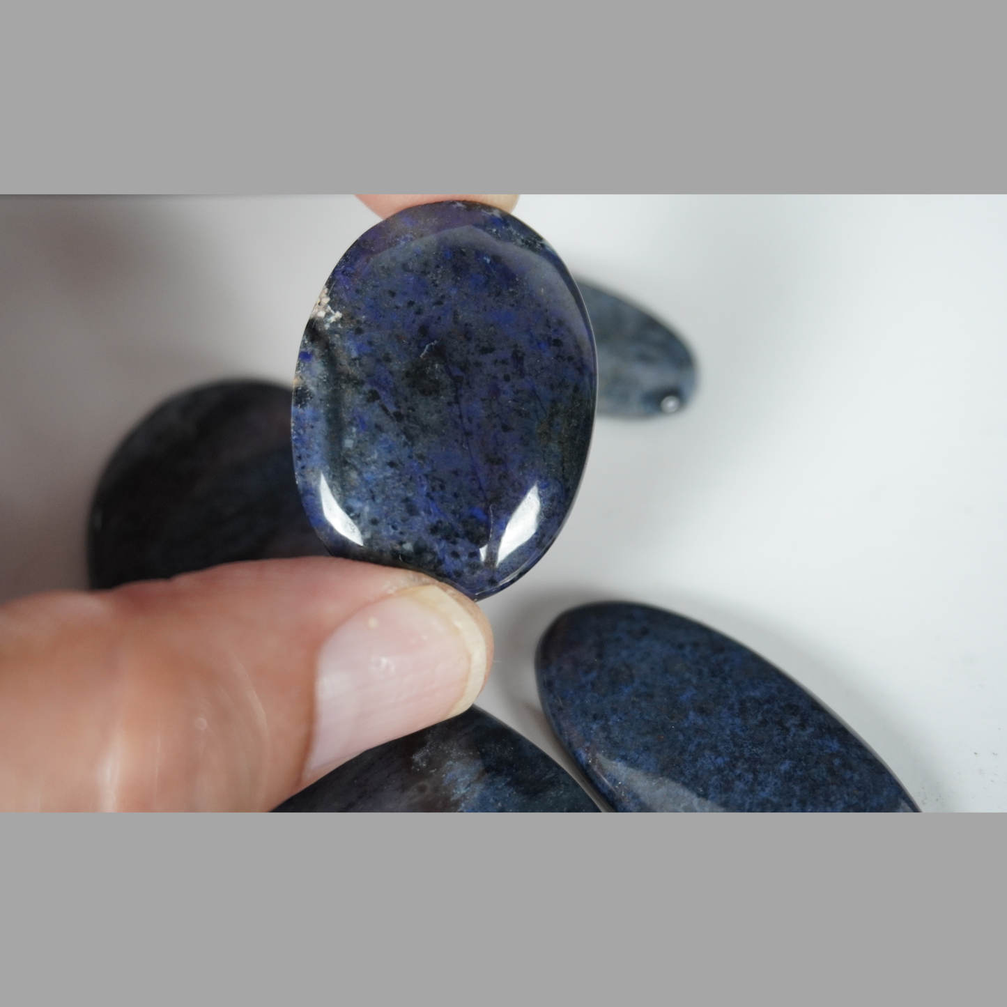 Diorite Gemstone Cabochons – 5 Pieces | Natural Hand-Selected Polished Stones (30–37mm) | Jewelry Making Supplies