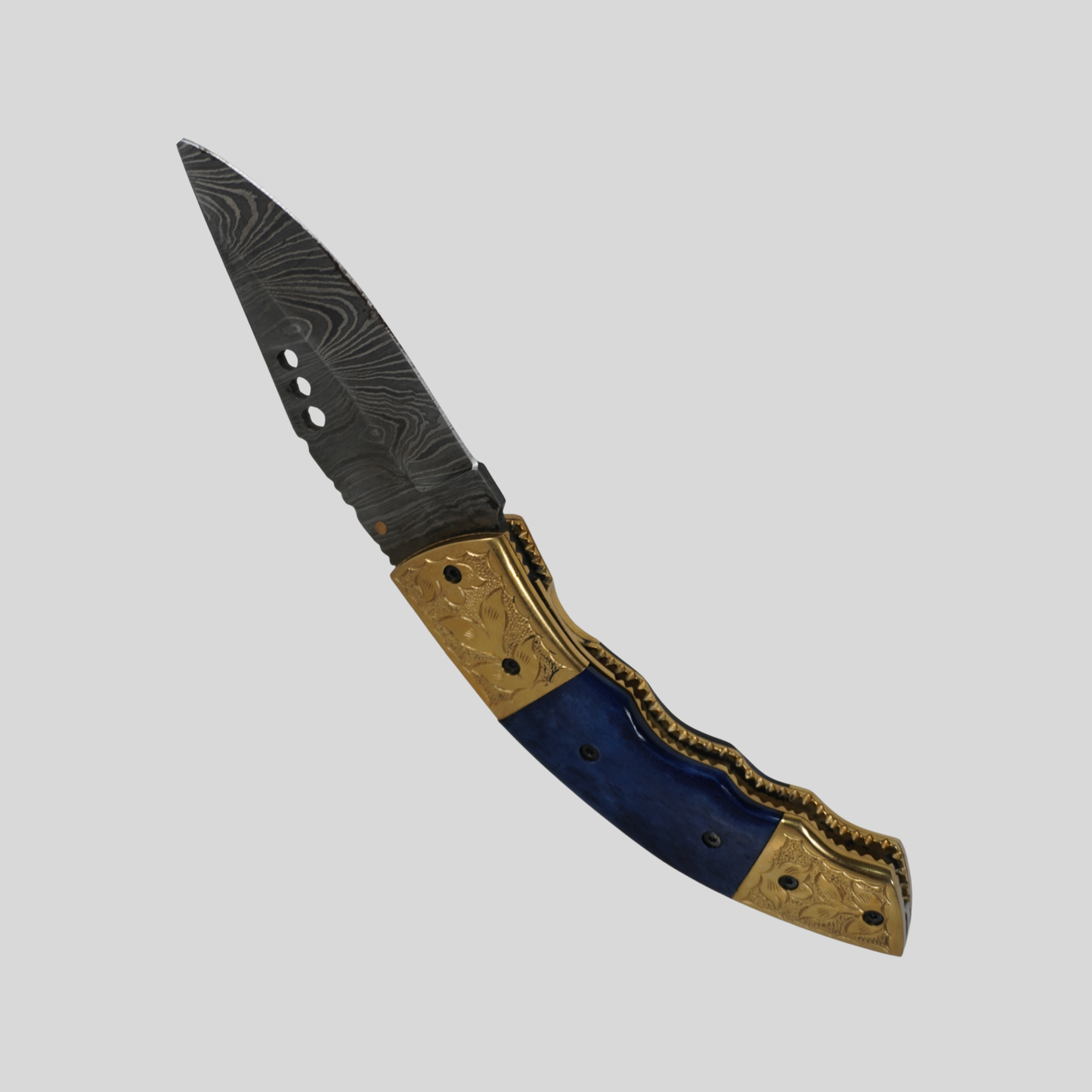 Handmade Damascus Steel Folding Knife | 4.5” Blade | 512-Layer Twist Pattern | Stone Handle | Leather Sheath | k2gemstones