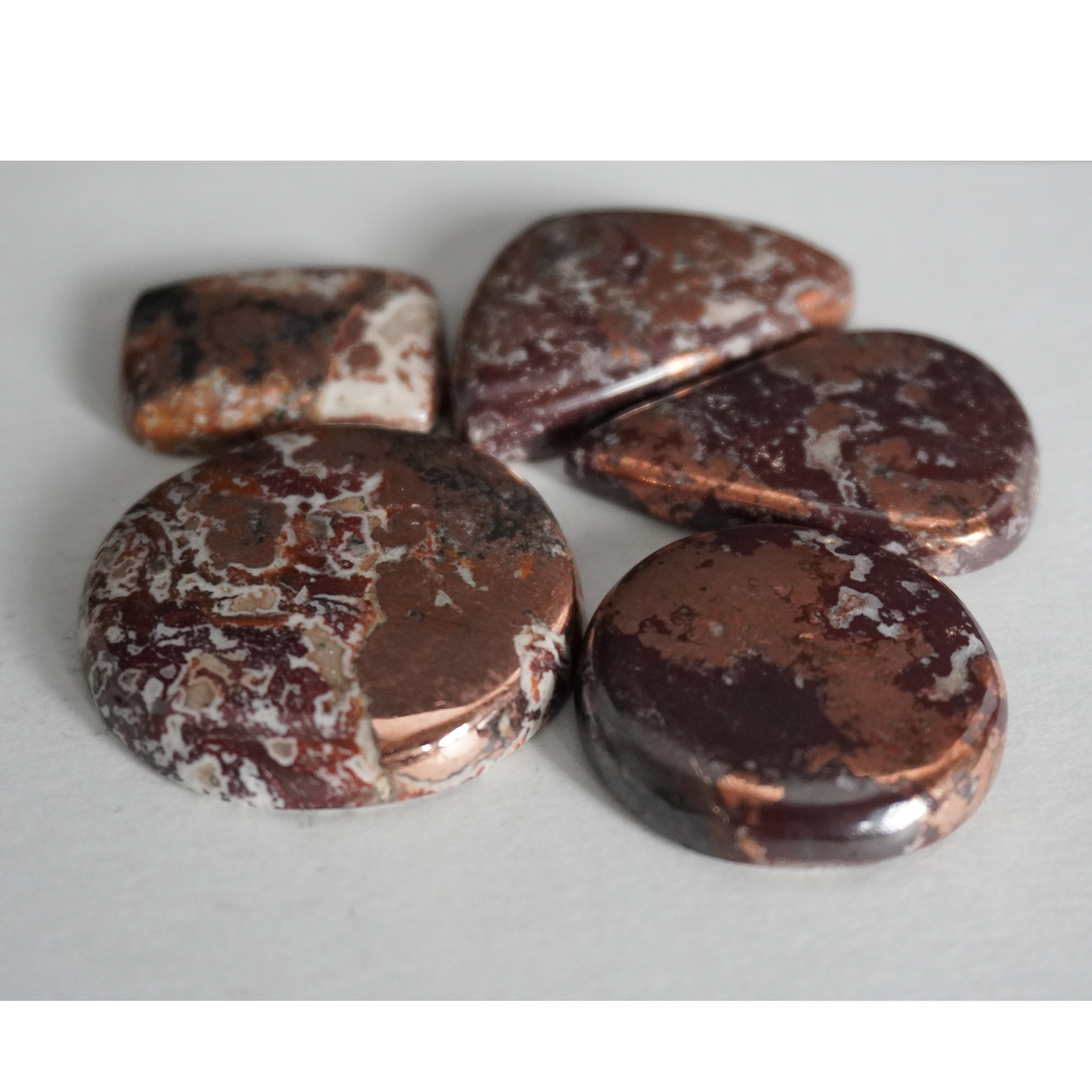 Caledonite cabochons