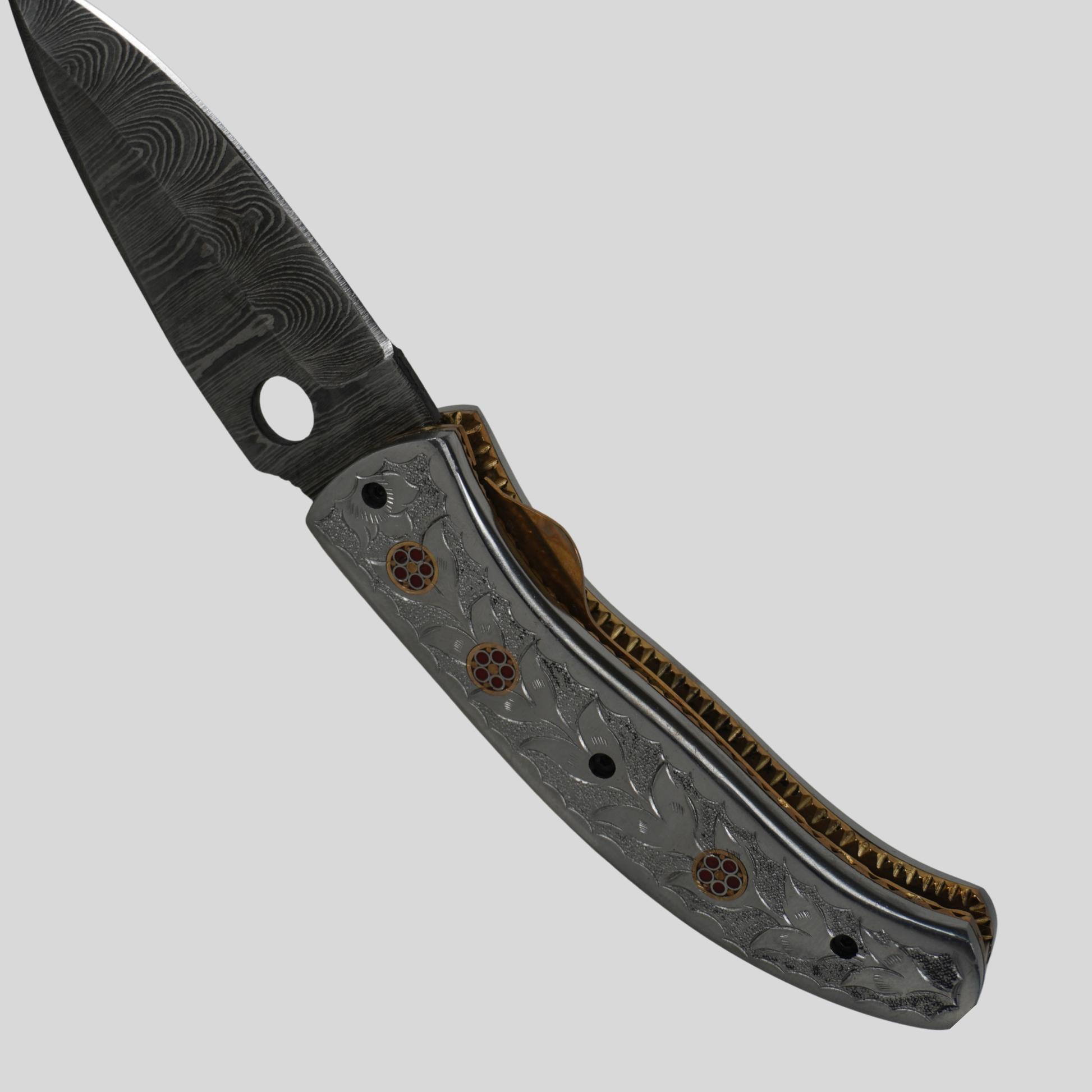 handmade damascus folding knife