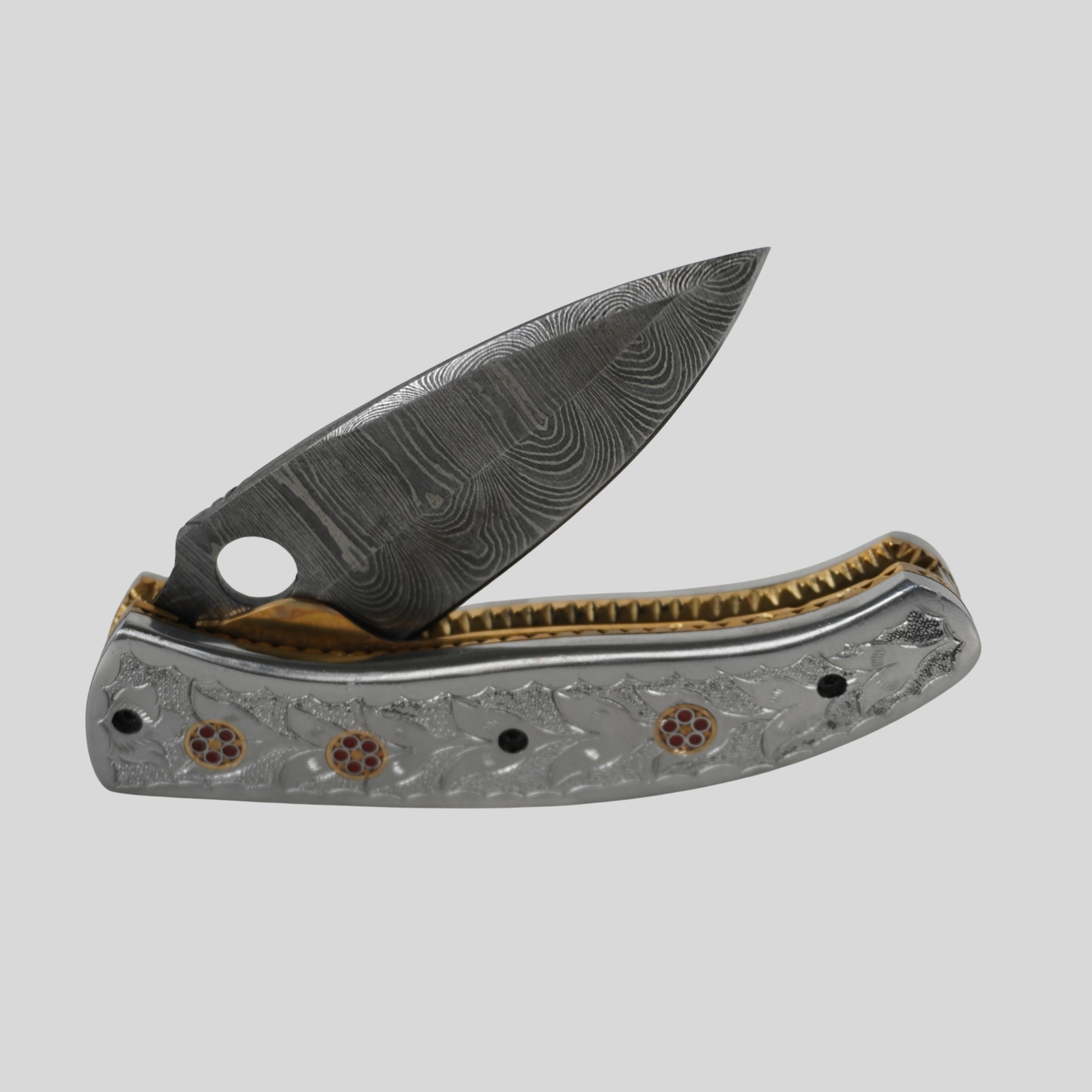 handmade damascus folding knife
