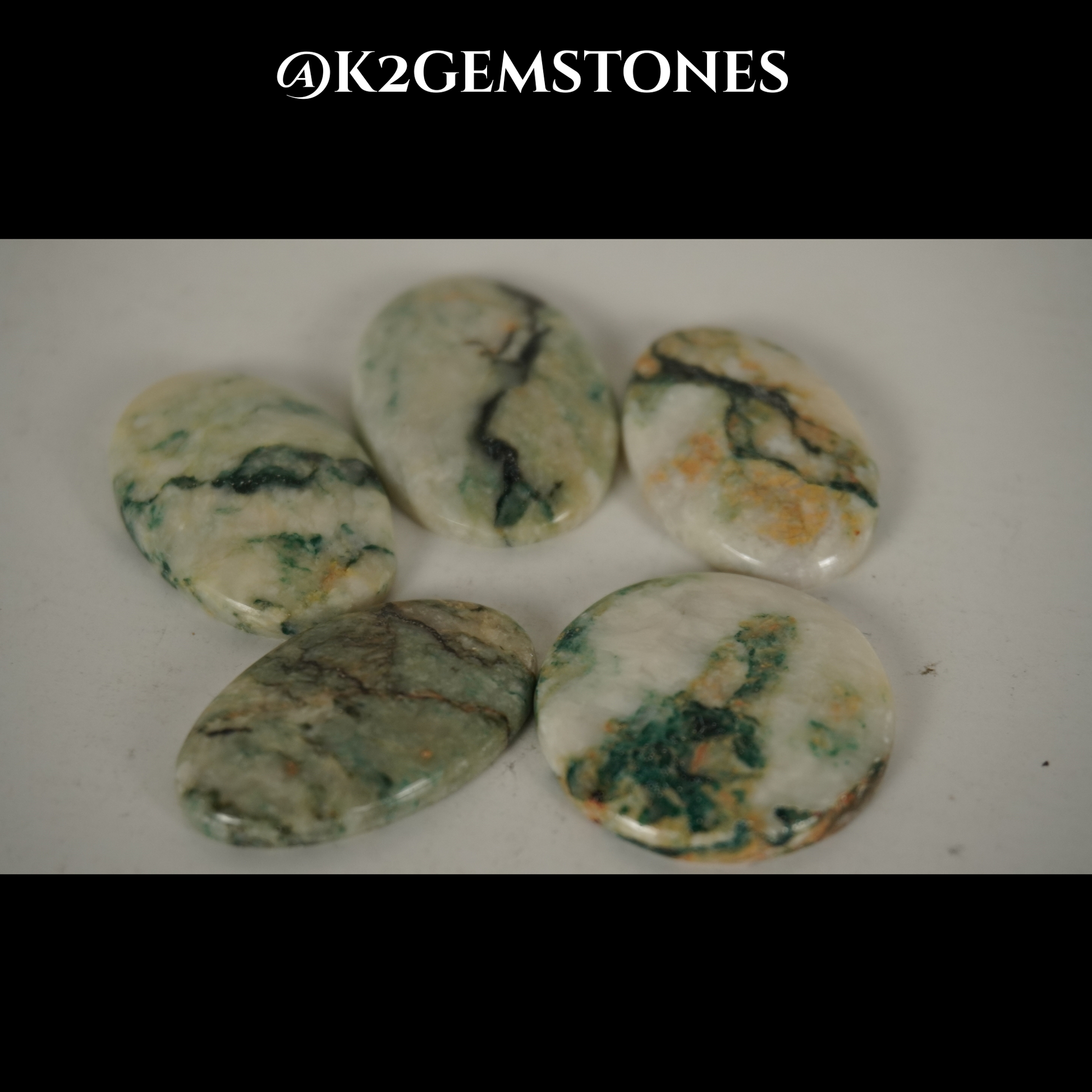 Mariposite cabochons