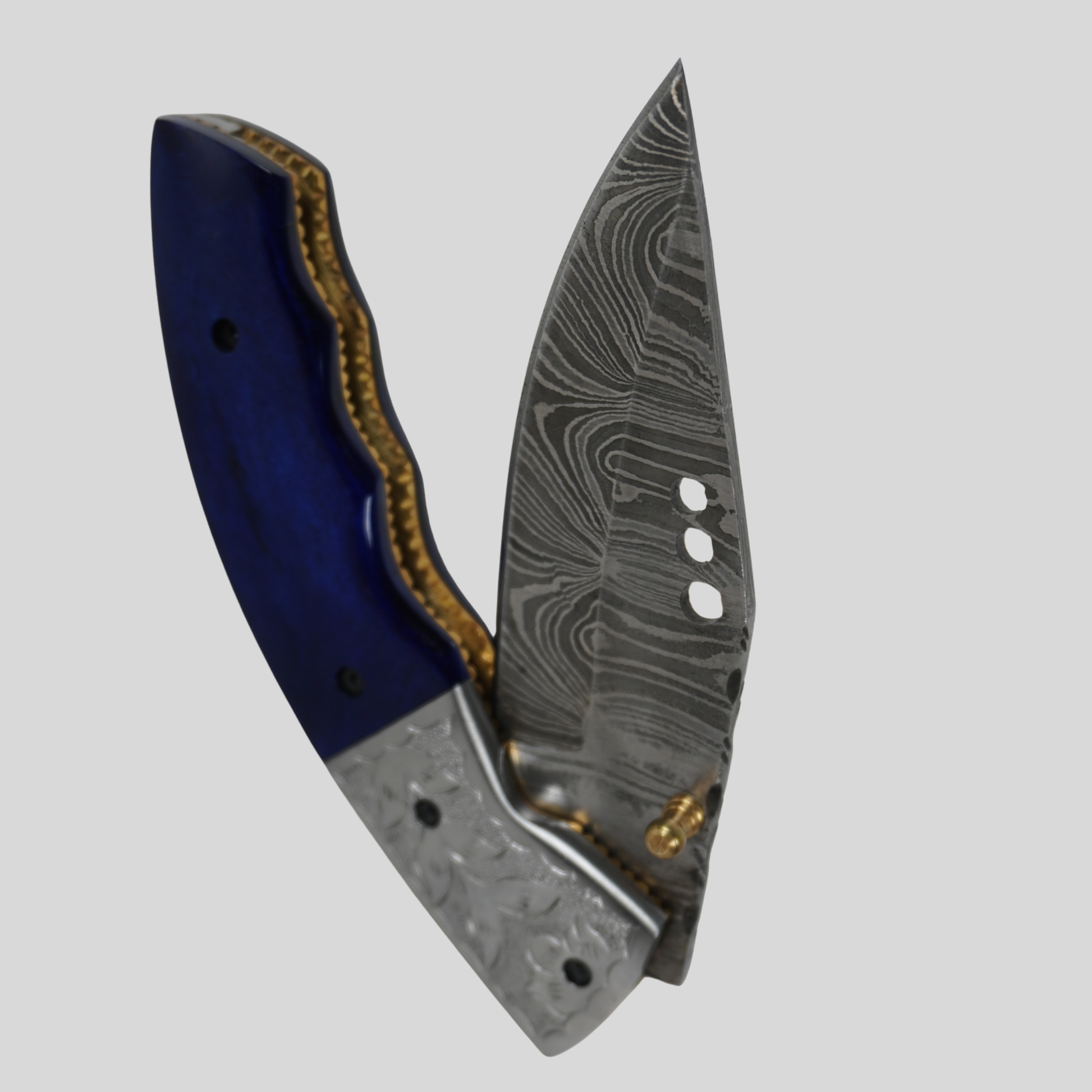 handmade damascus folding knife