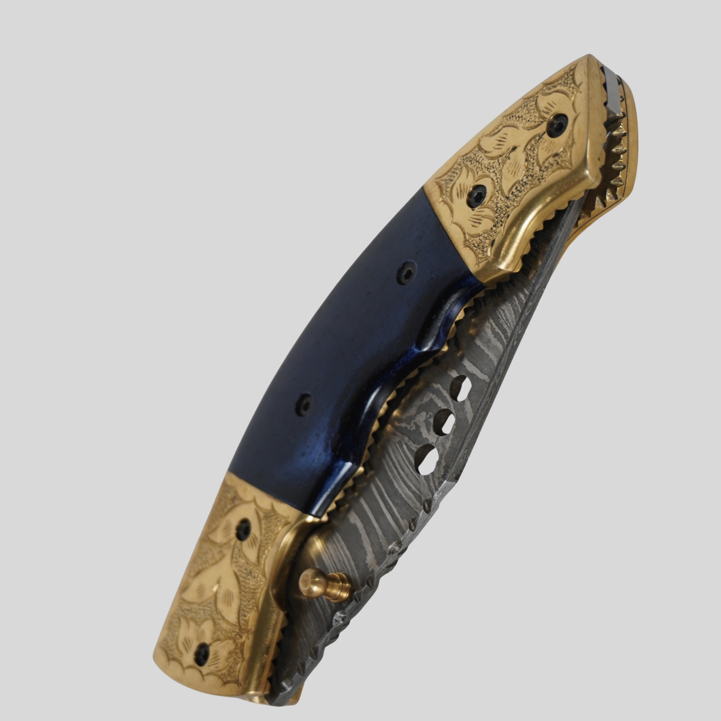 Handmade Damascus Steel Folding Knife | 4.5” Blade | 512-Layer Twist Pattern | Stone Handle | Leather Sheath | k2gemstones